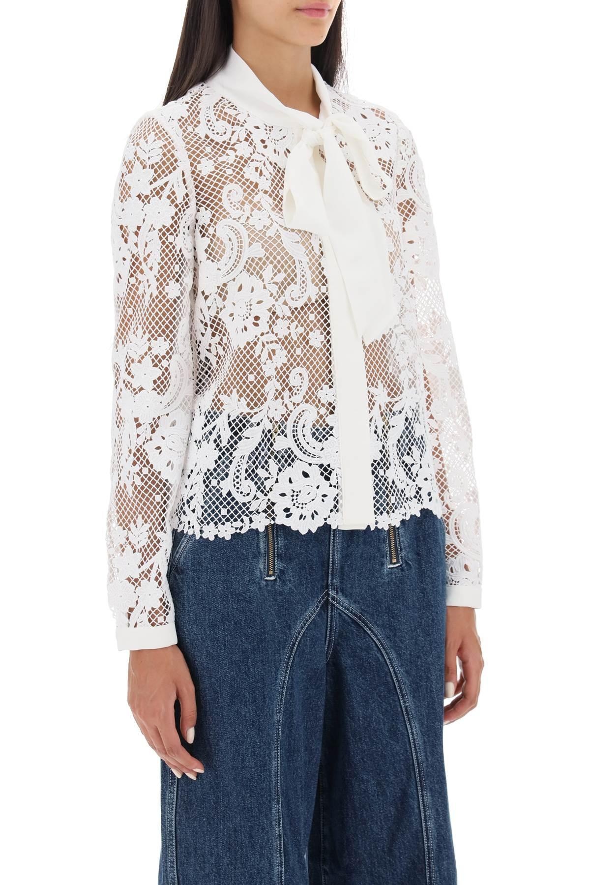 FLORAL LACE SHIRT WITH LAVALLIÈRE TIE - 3