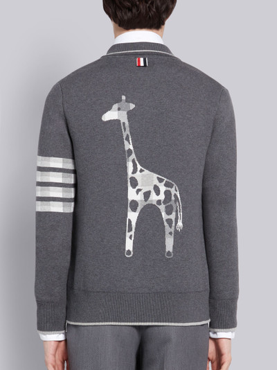 Thom Browne Medium Grey Cotton Crepe Buffalo Check Giraffe Icon Jacquard 4-Bar Jacket outlook