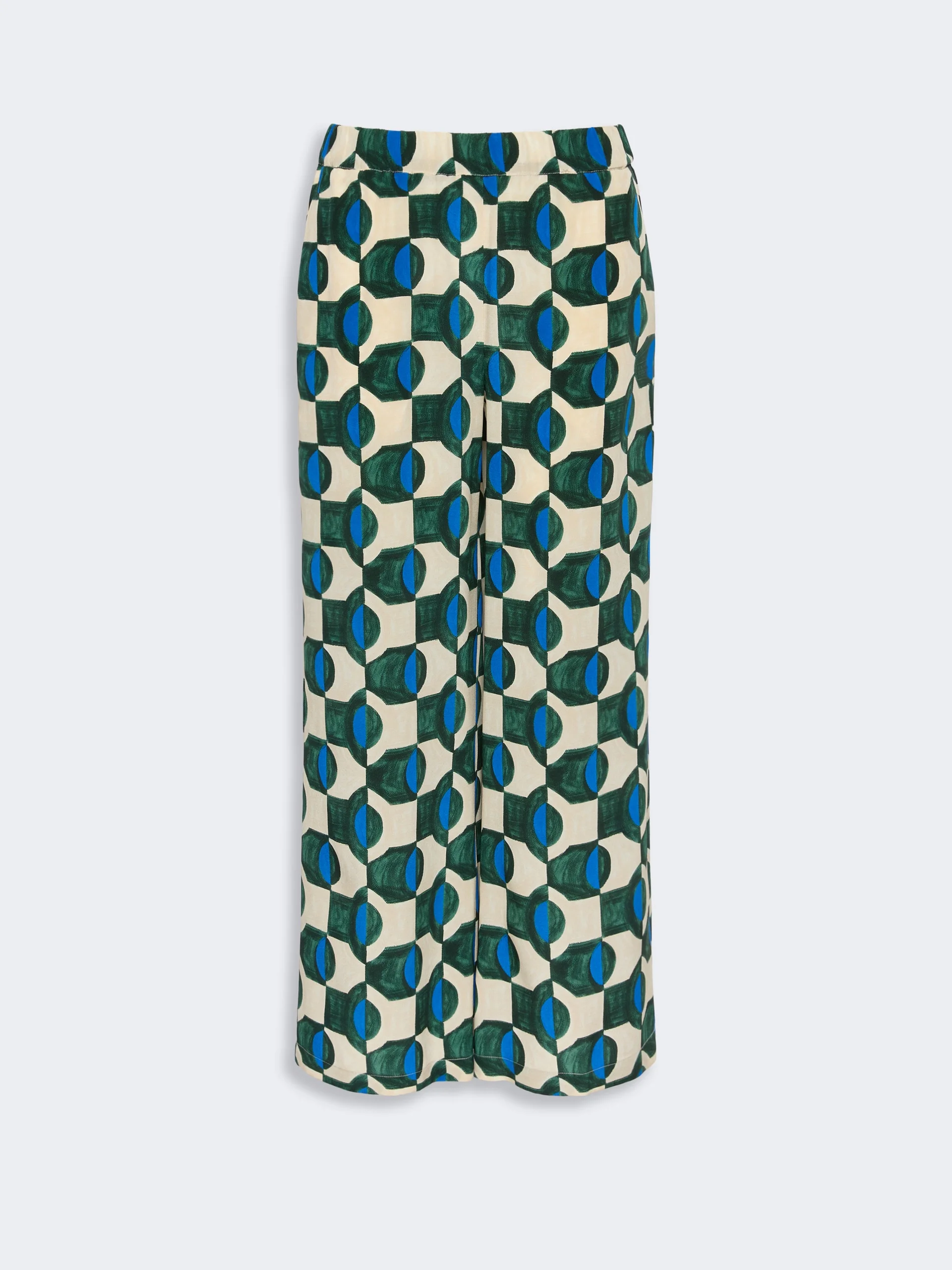 EUSEBIO Printed crepe de chine trousers - DARK GREEN - 1