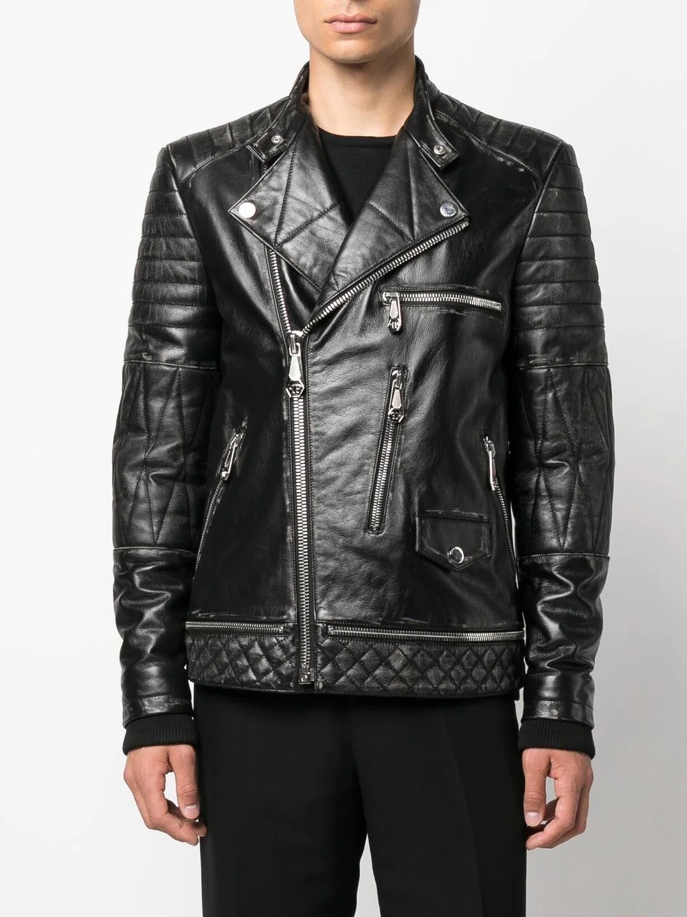 zipped biker jacket - 3
