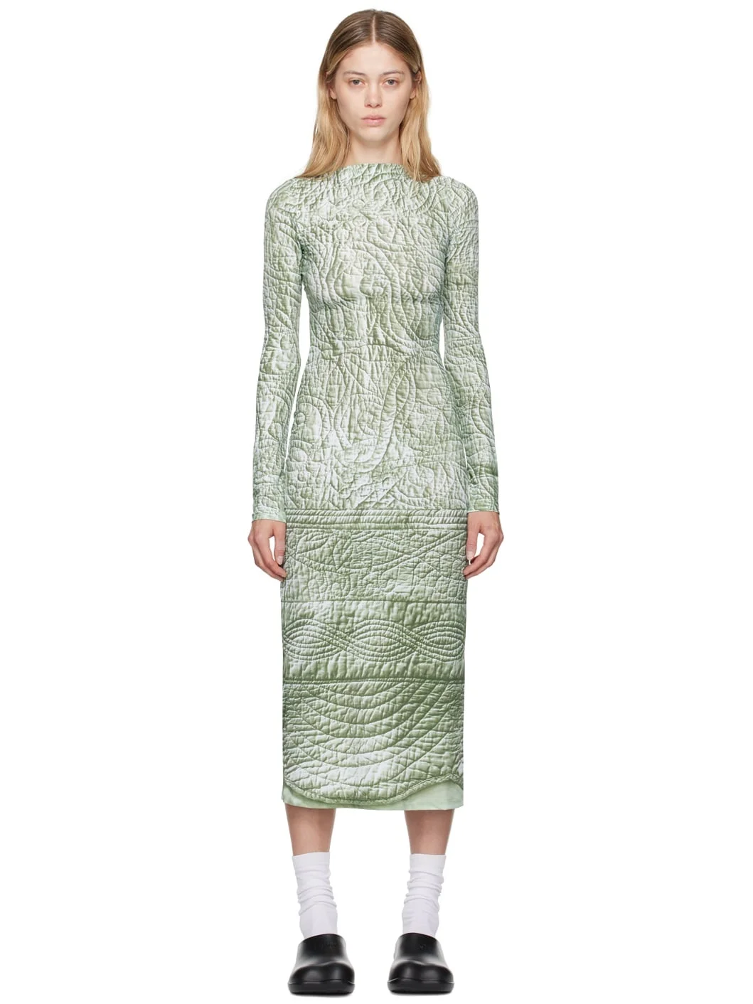 Green Printed Midi Dress - 1