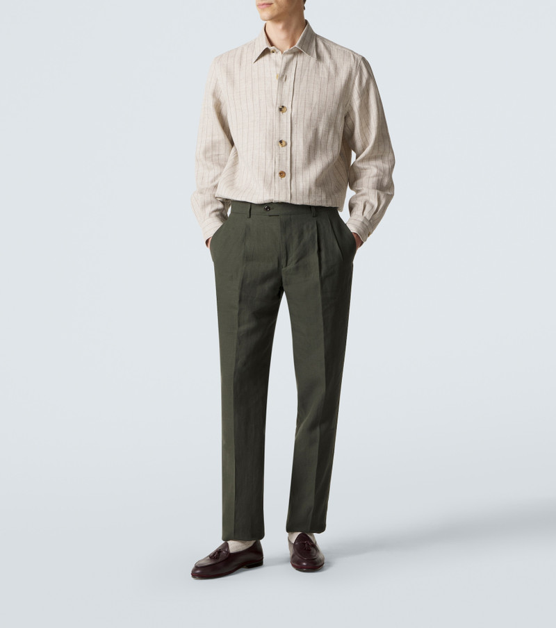 RUBINACCI Pleated linen slim pants outlook