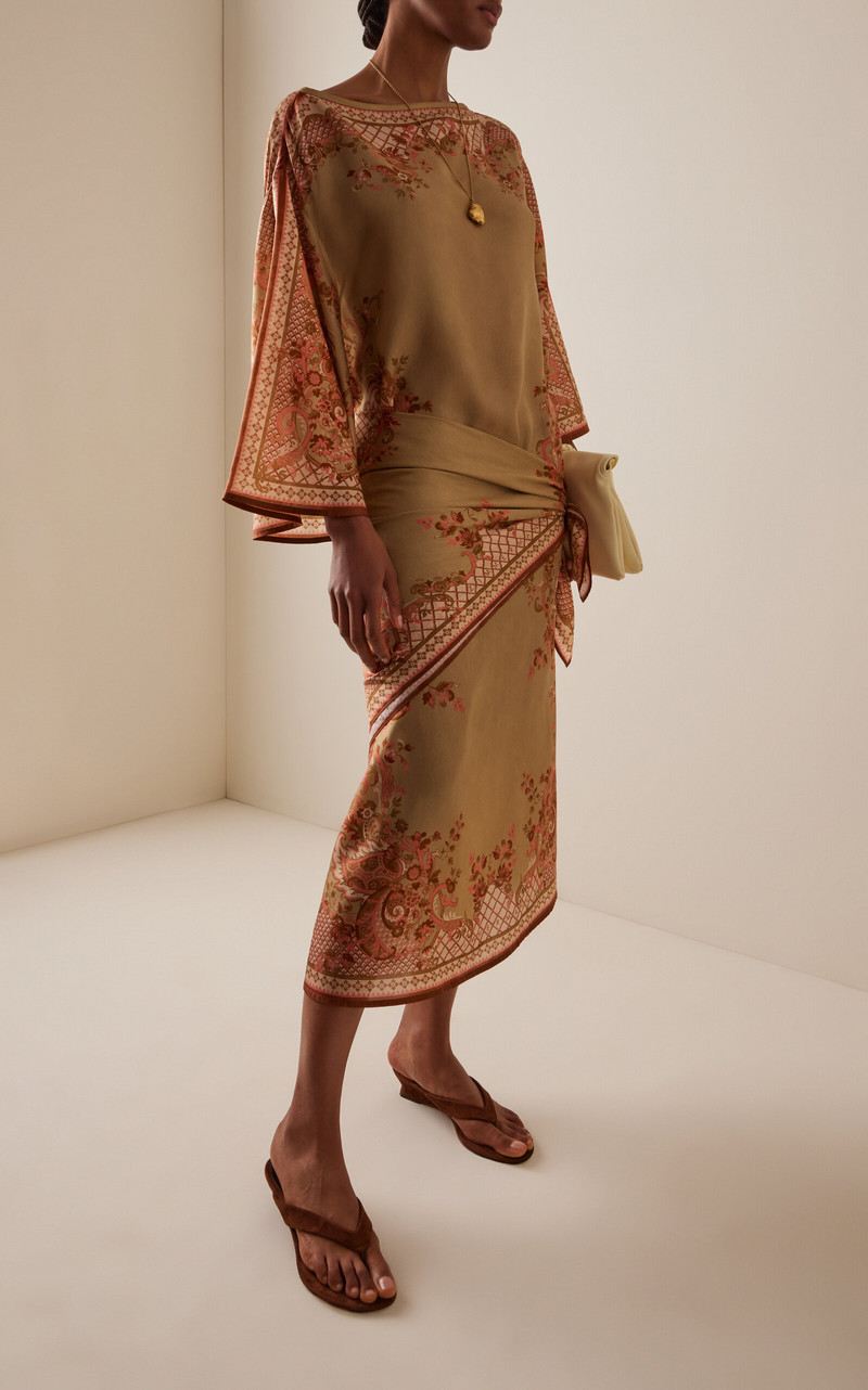Zimmermann Aster Scarf-Detailed Silk Midi Dress multi outlook
