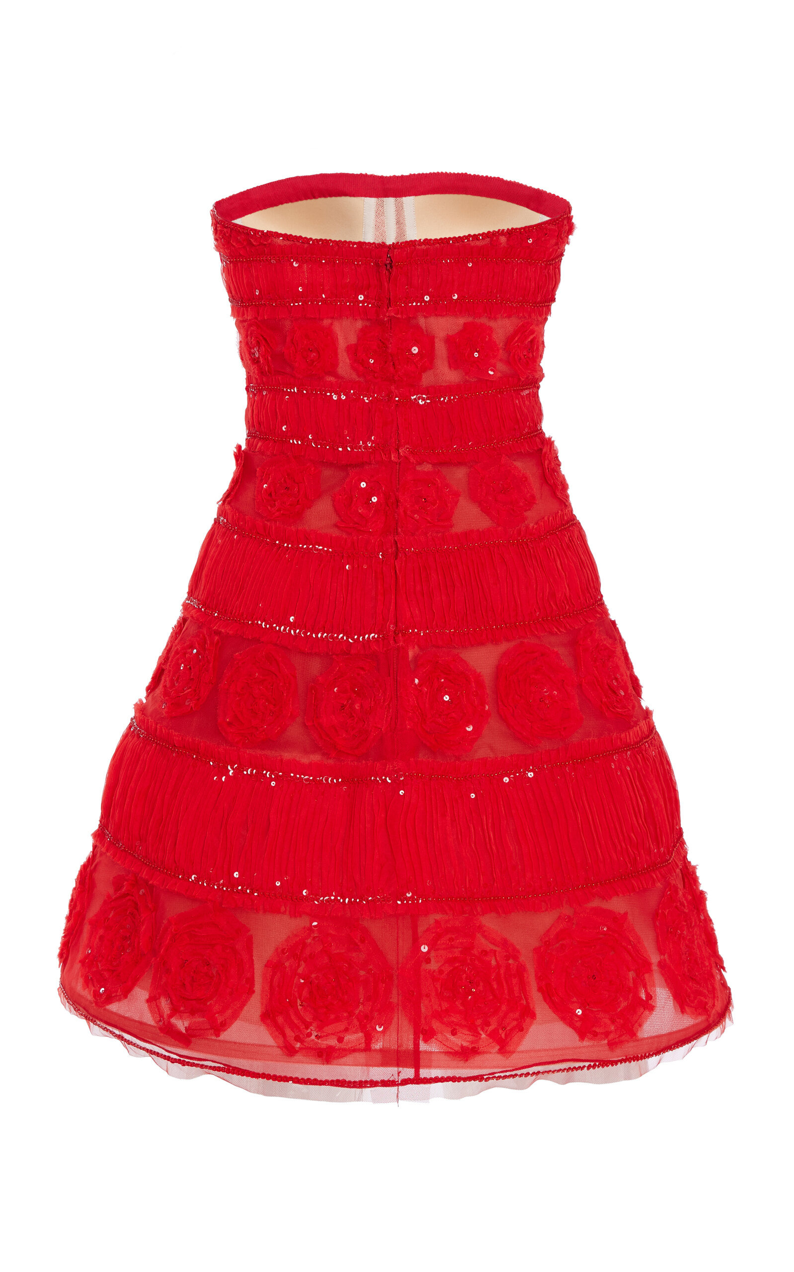 Embellished Tulle Mini Dress red - 3