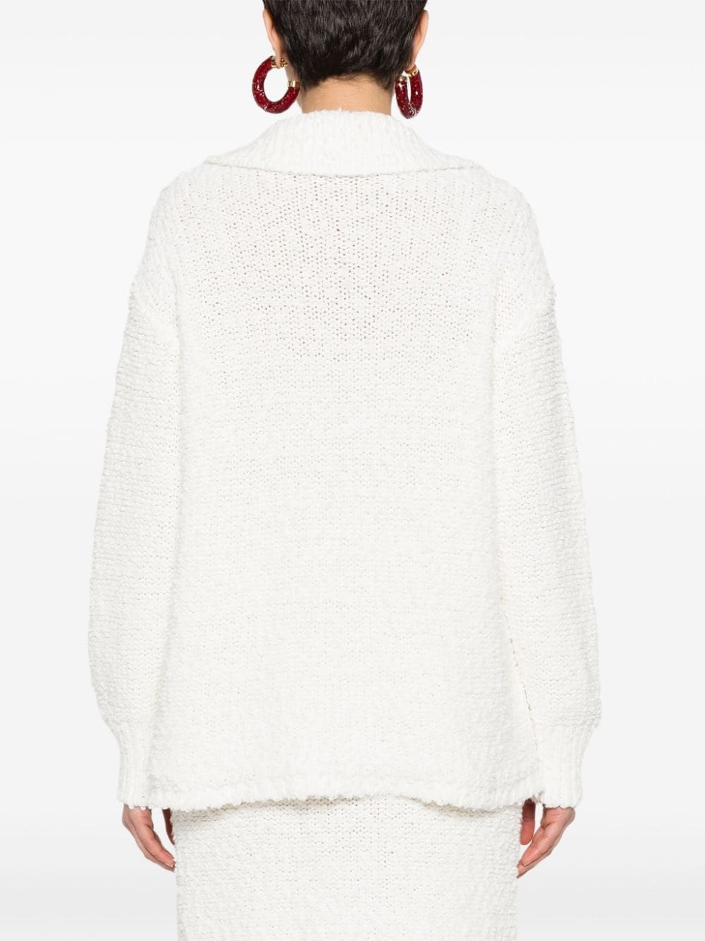textured knit polo jumper - 4