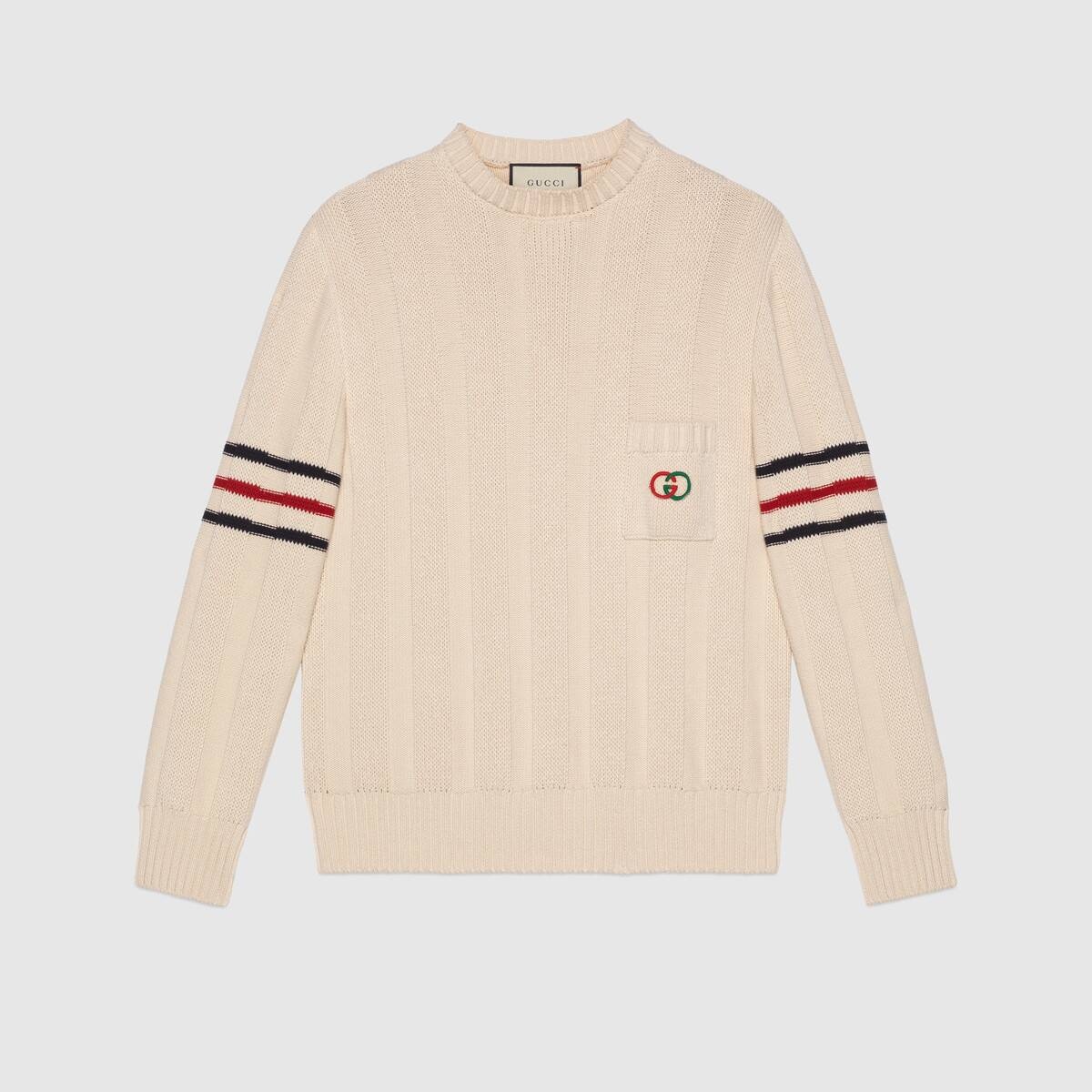 Knit cotton sweater with Interlocking G - 1