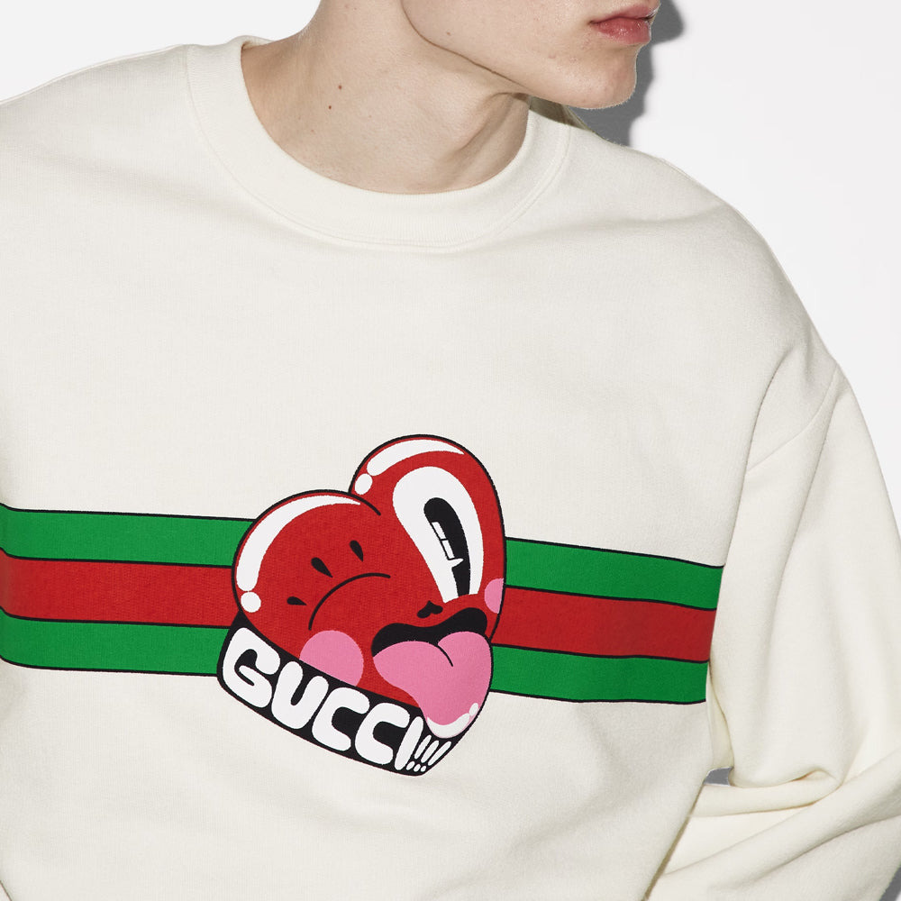 Gucci Cotton Jersey Sweatshirt With Gucci Print 'Off White' 768530-XJGI6-9095 - 4