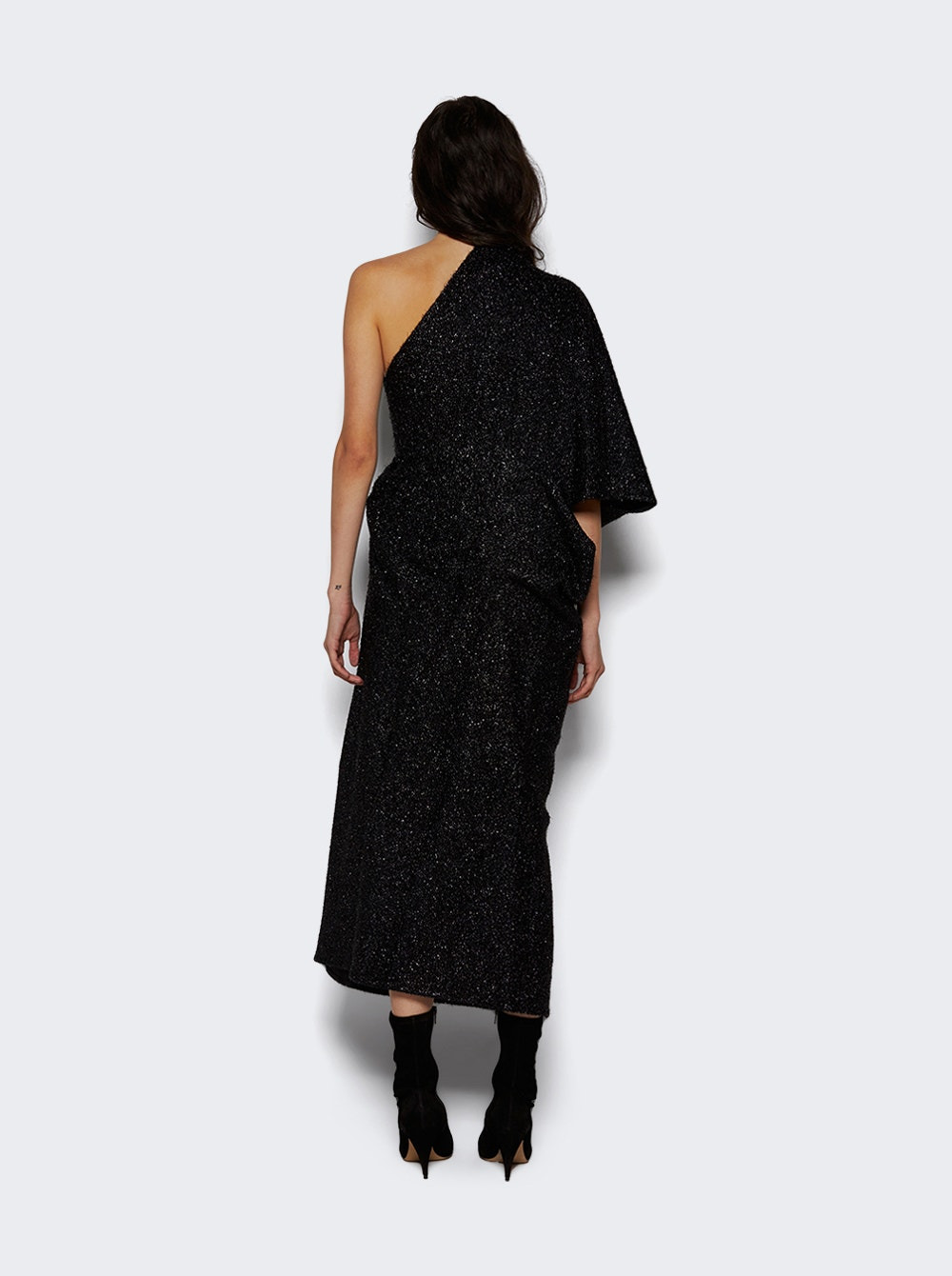Dorota Asymmetric Draped Dress Black - 5