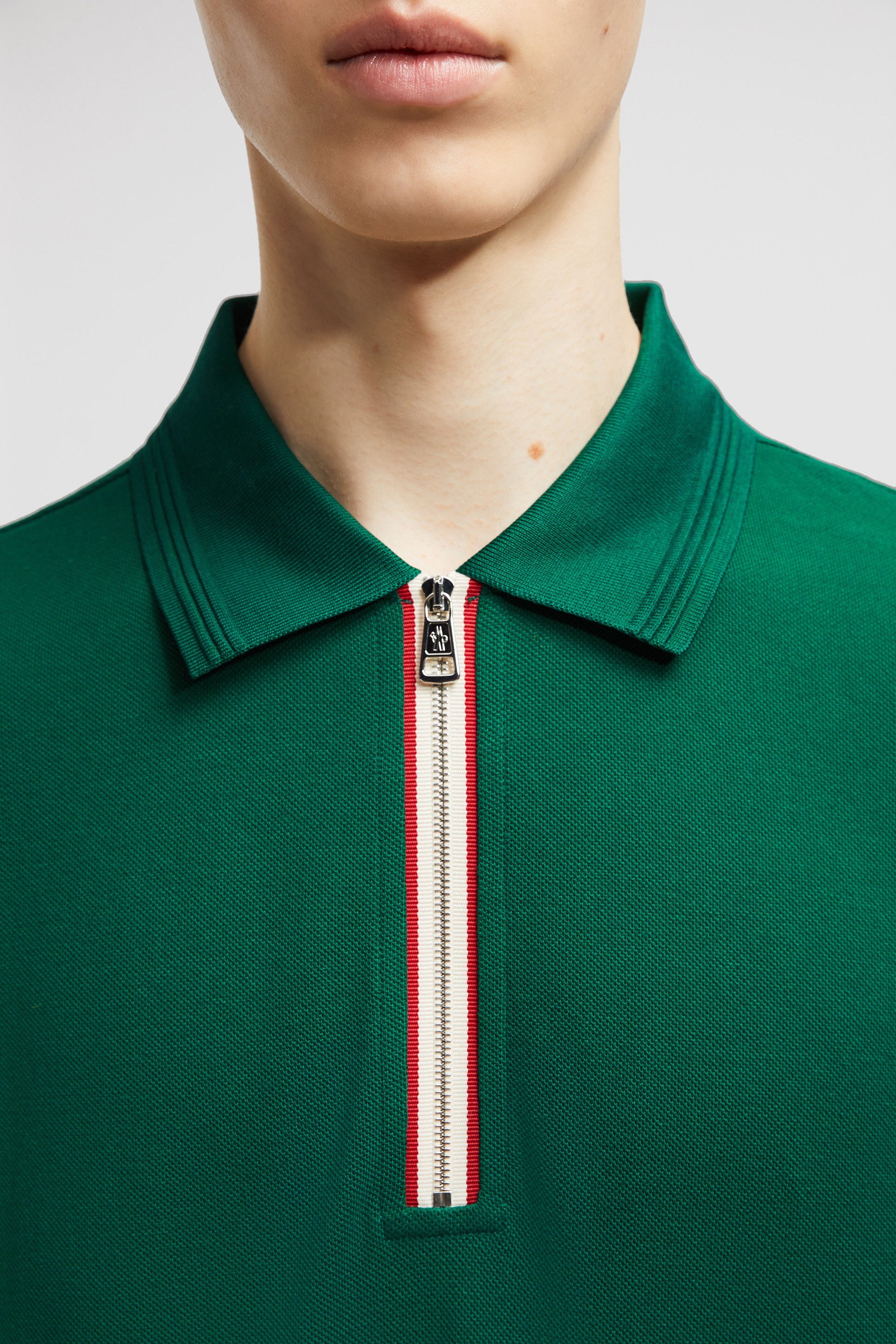 Tricolor Trim Cotton Piquet Polo Shirt - 6