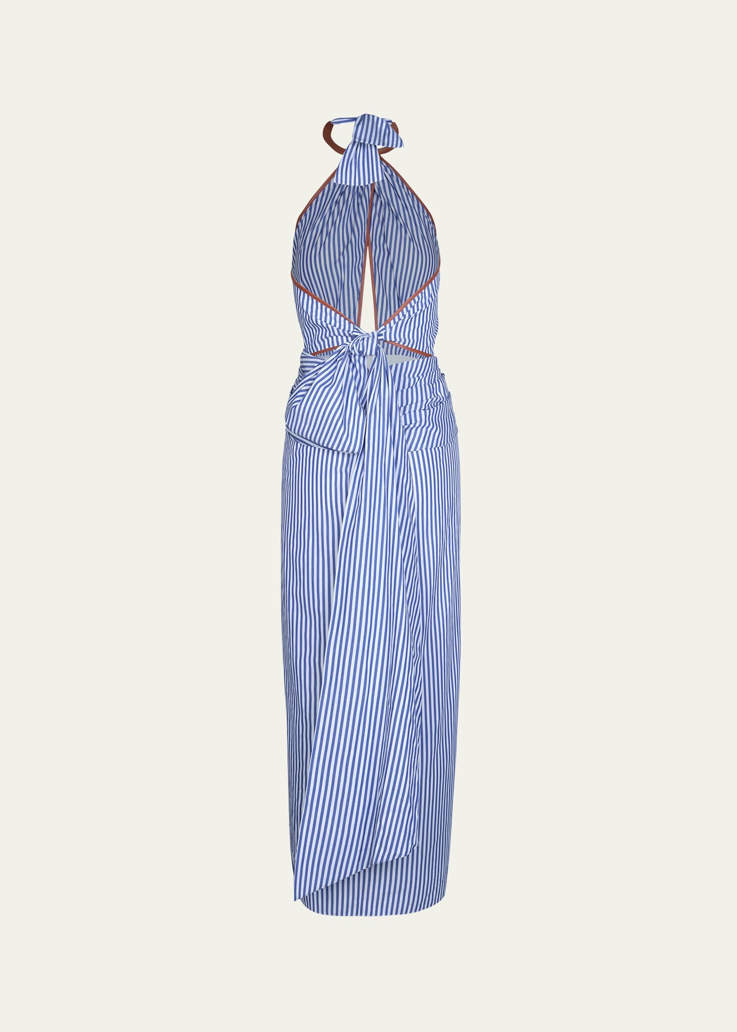 Centro Del Cielo Striped Halter Ankle Dress - 3