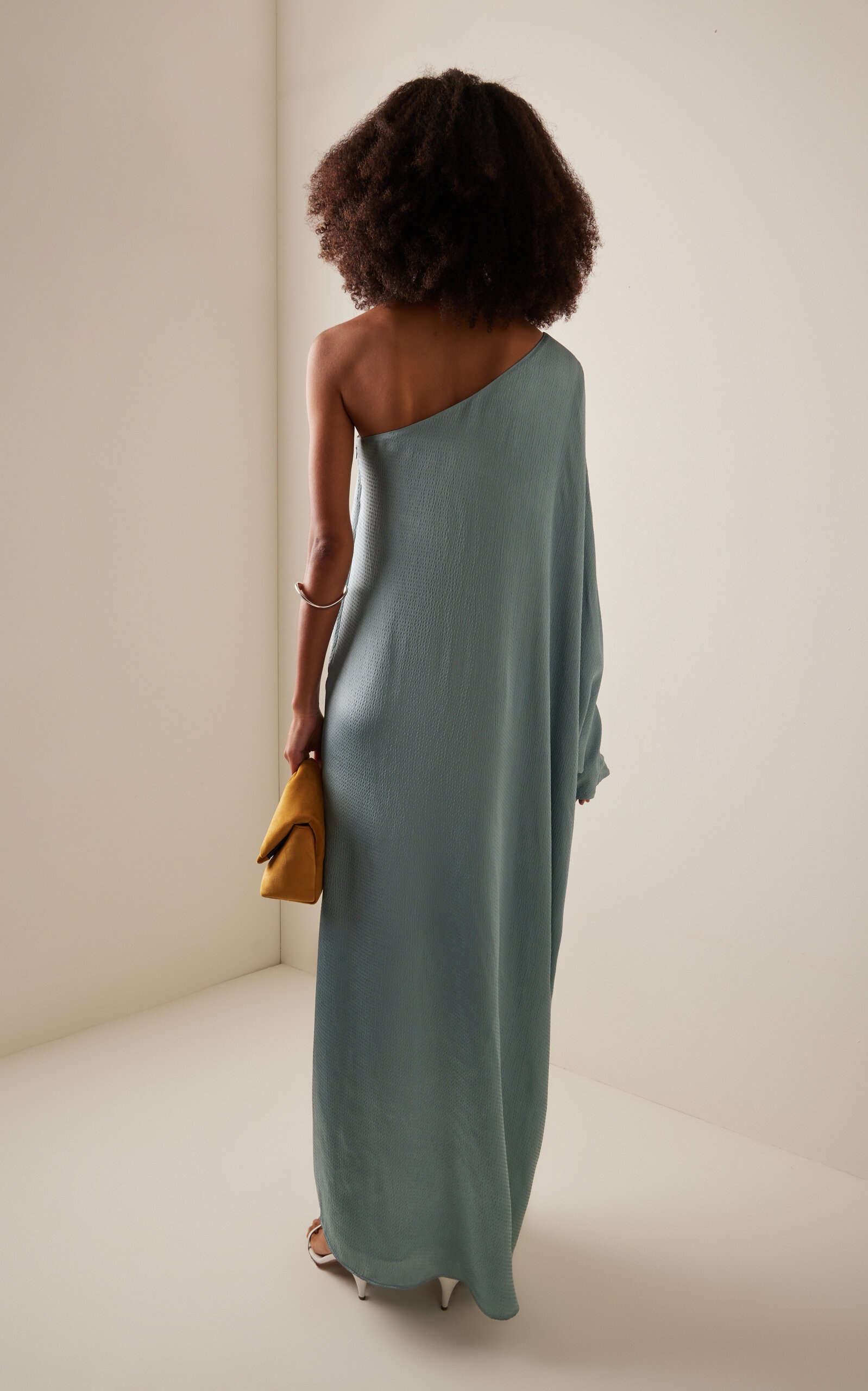 Sonia Asymmetric Hammered Satin Gown green - 4
