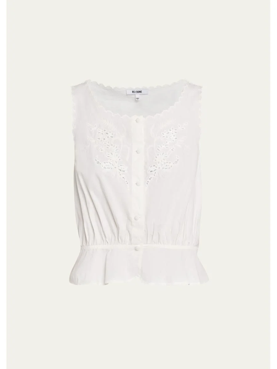 Jerry Eyelet Embroidered Tank Blouse - 1