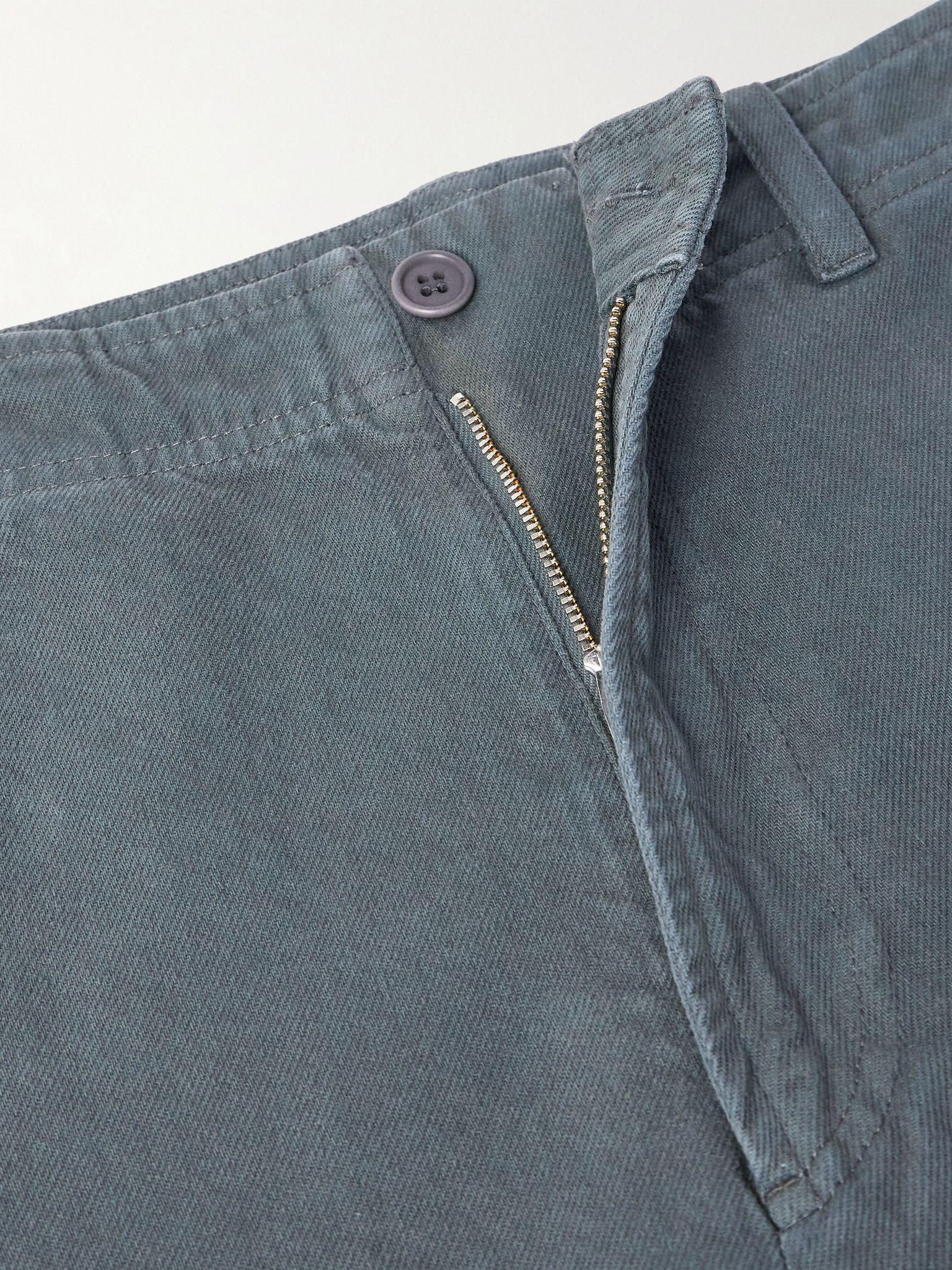 Duncan Straight-Leg Organic Cotton-Twill Trousers Gray - 6