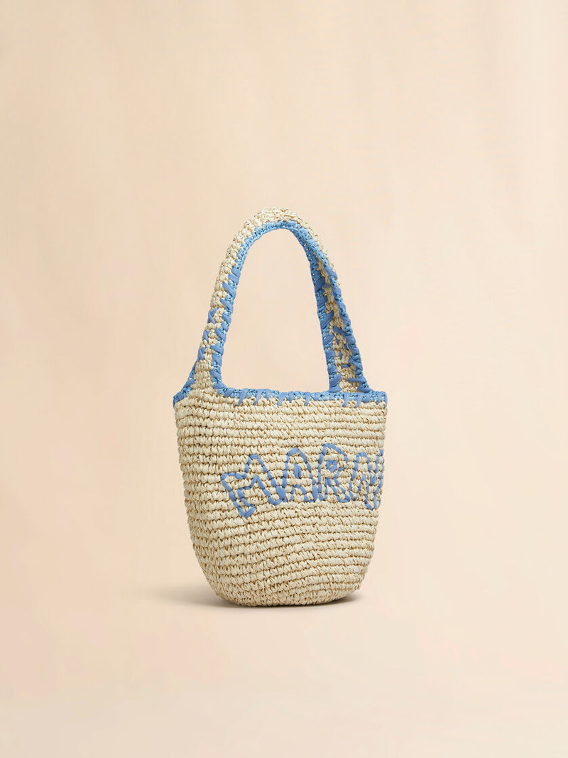 NATURAL RAFFIA AND BLUE NASSA SMALL HOBO BAG 6