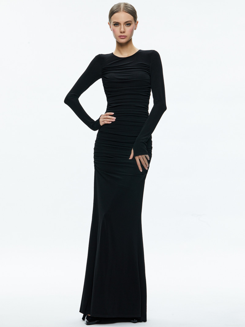 knee length dresses for ladies Alice + Olivia Delora Renaissance Fresco Maxi Dress  Audrey's of Naples