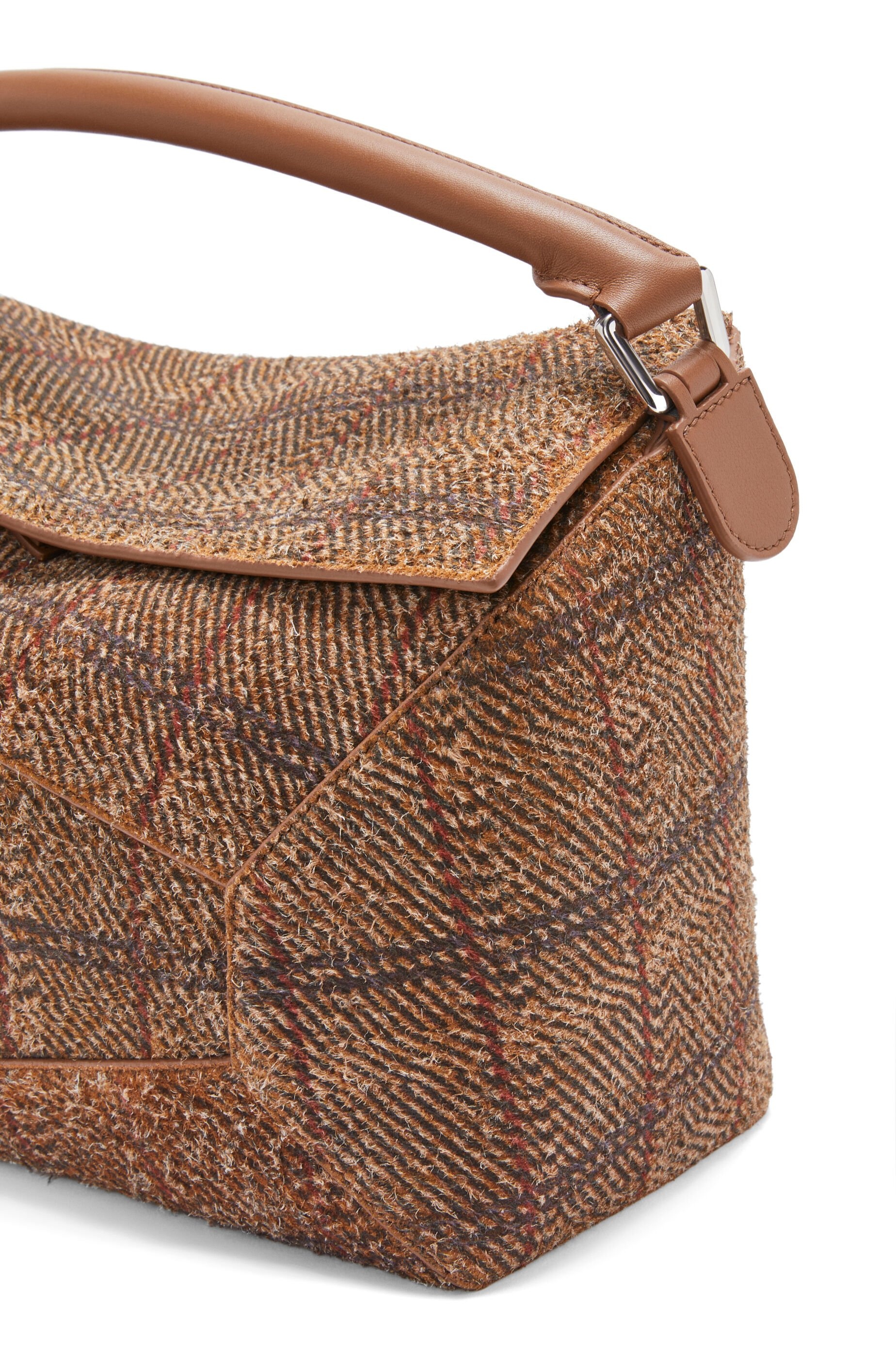 Large Puzzle bag in tartan brushed suede - 7