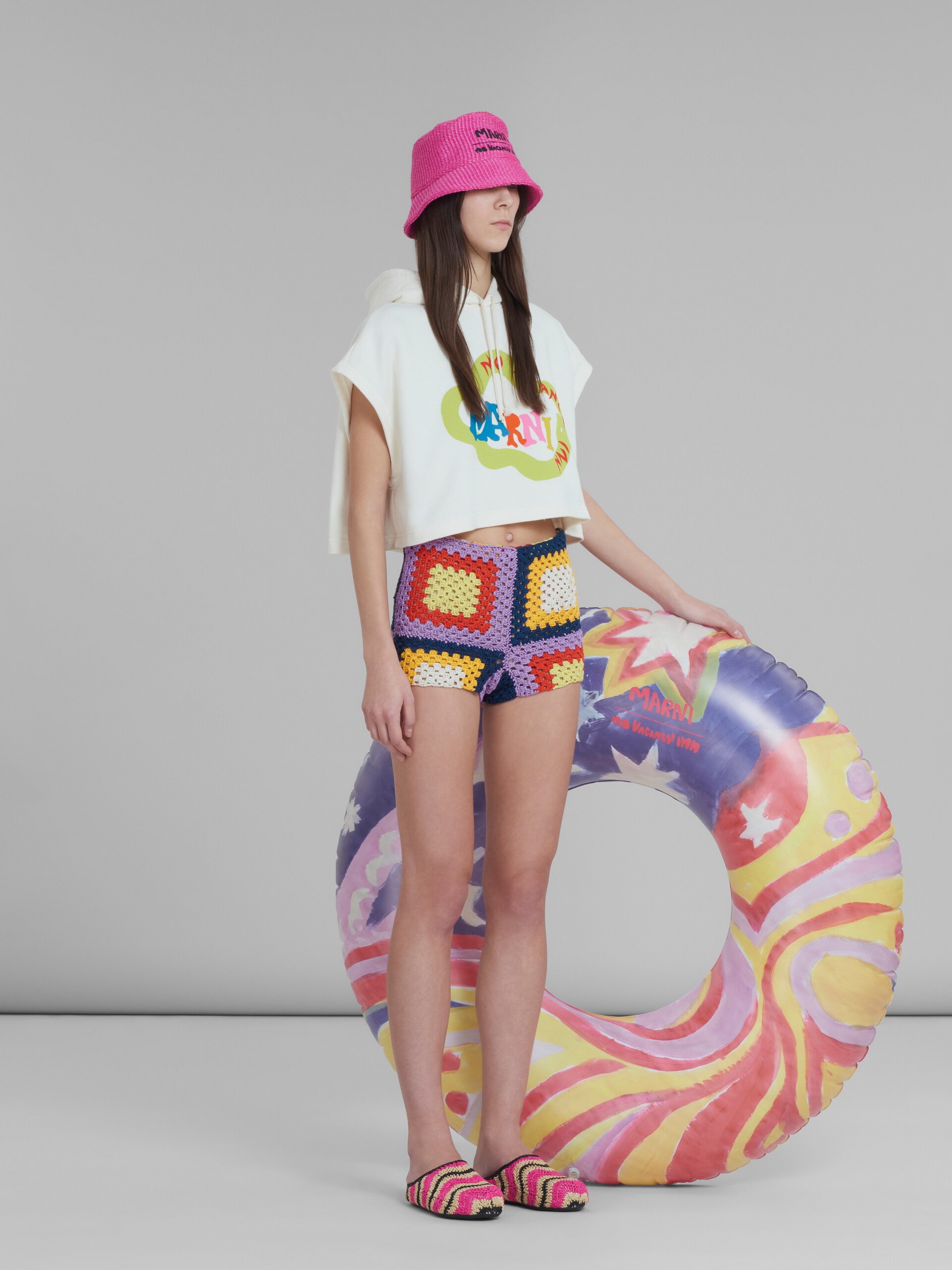 MARNI X NO VACANCY INN - MULTICOLOUR COTTON-KNIT SHORTS - 5