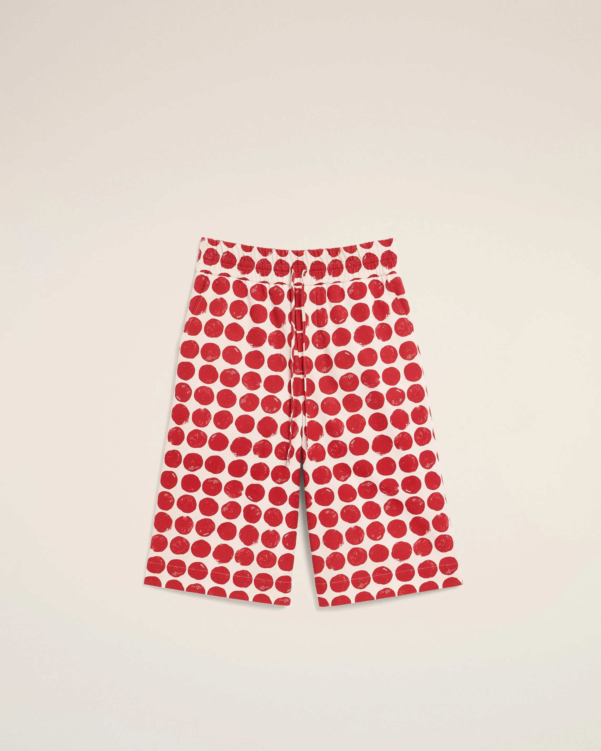 RED POLKA-DOT LARGE ELASTICATED COTTON BERMUDA SHORTS - 1