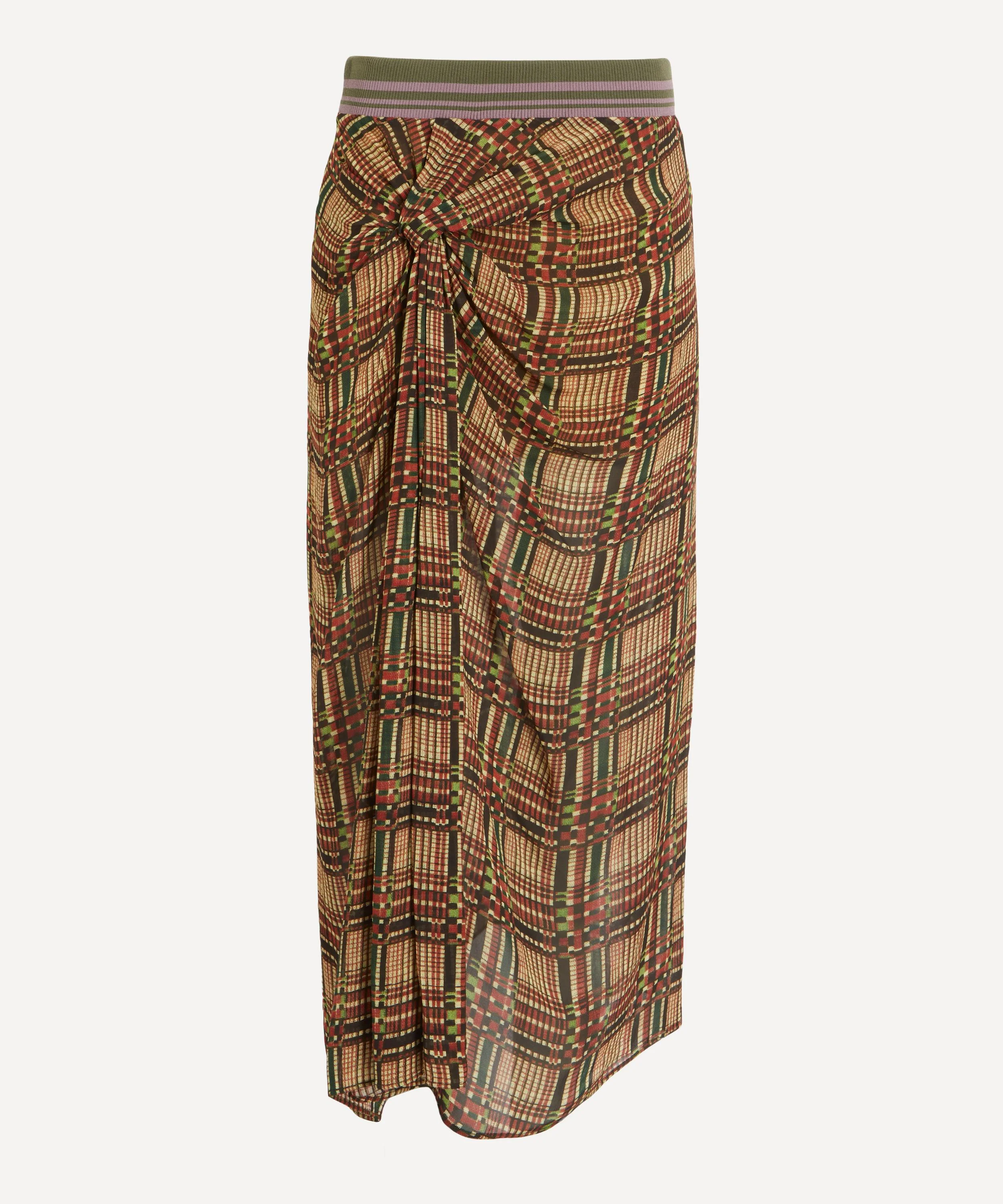 Checked Long Skirt - 1