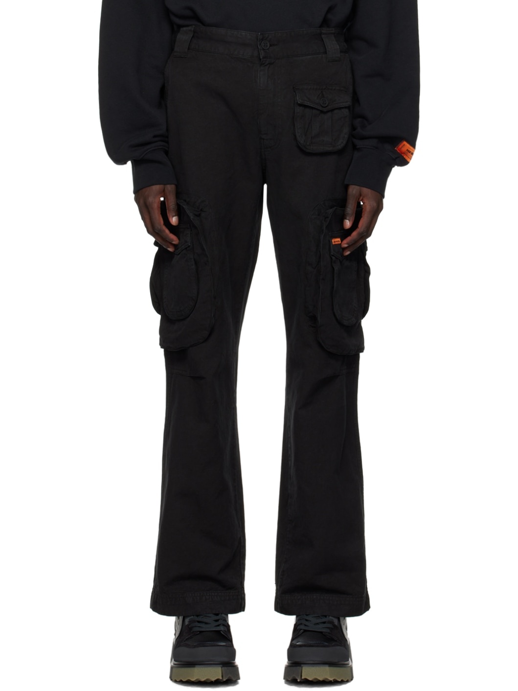 Black Button Cargo Pants - 1