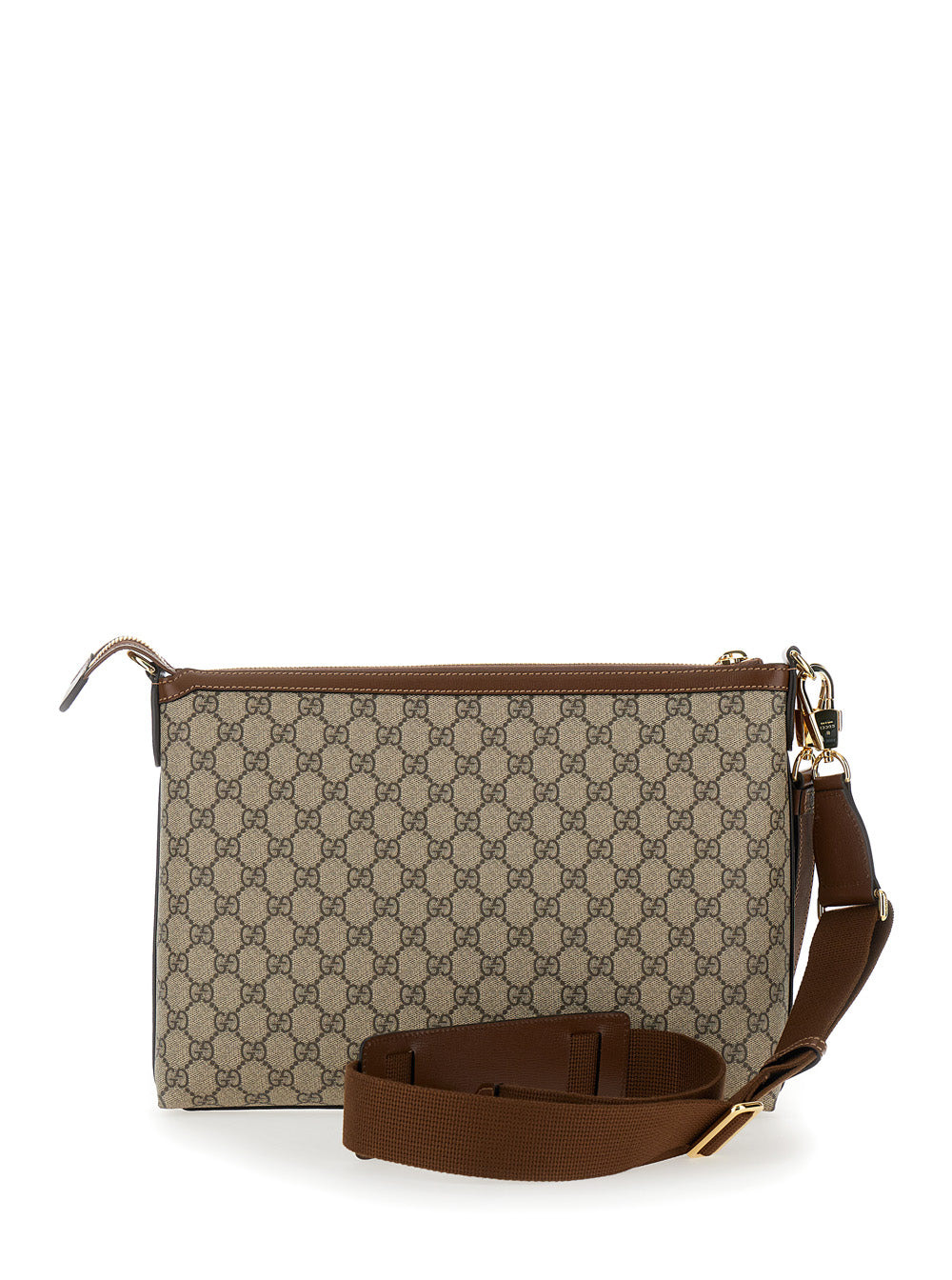 Gucci Men Beige And Ebony Pouch With Gg Patch In Gg Supreme Canvas Man - 7