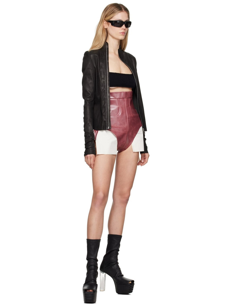 Rick Owens Pink Porterville Dirt Cutoff  Leather Shorts outlook