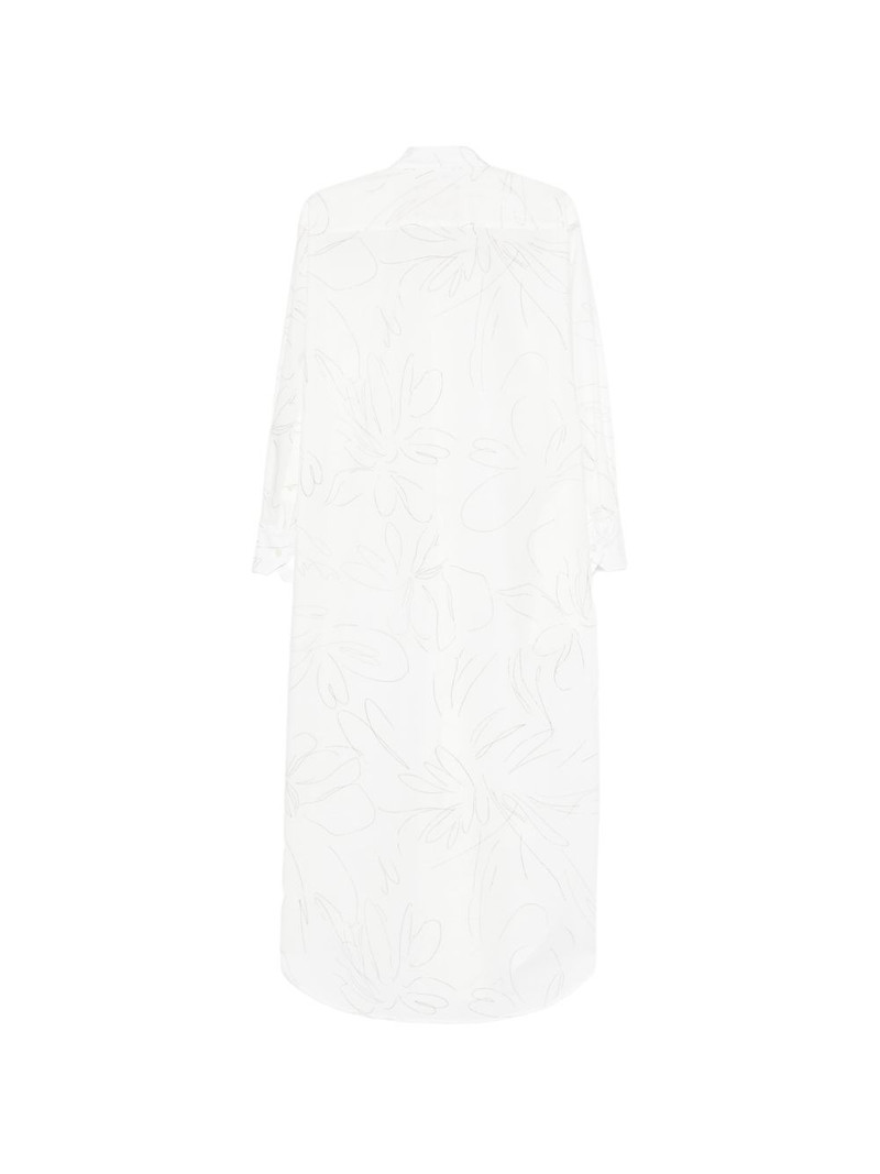 Plan C floral-pattern shirt midi dress outlook
