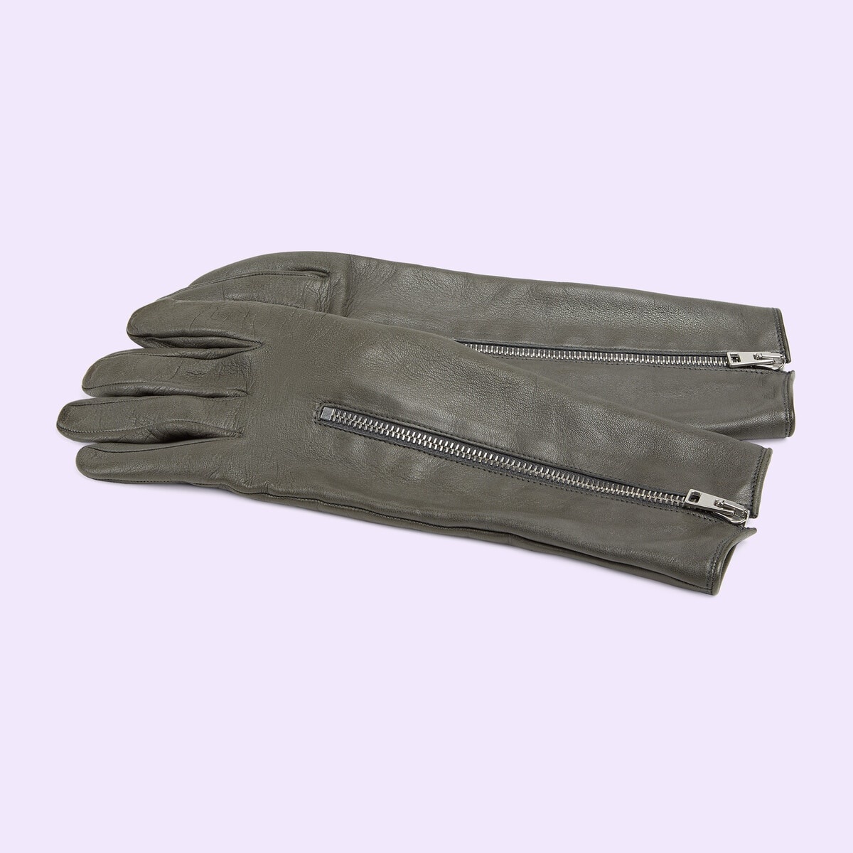 Leather gloves with zip - 2