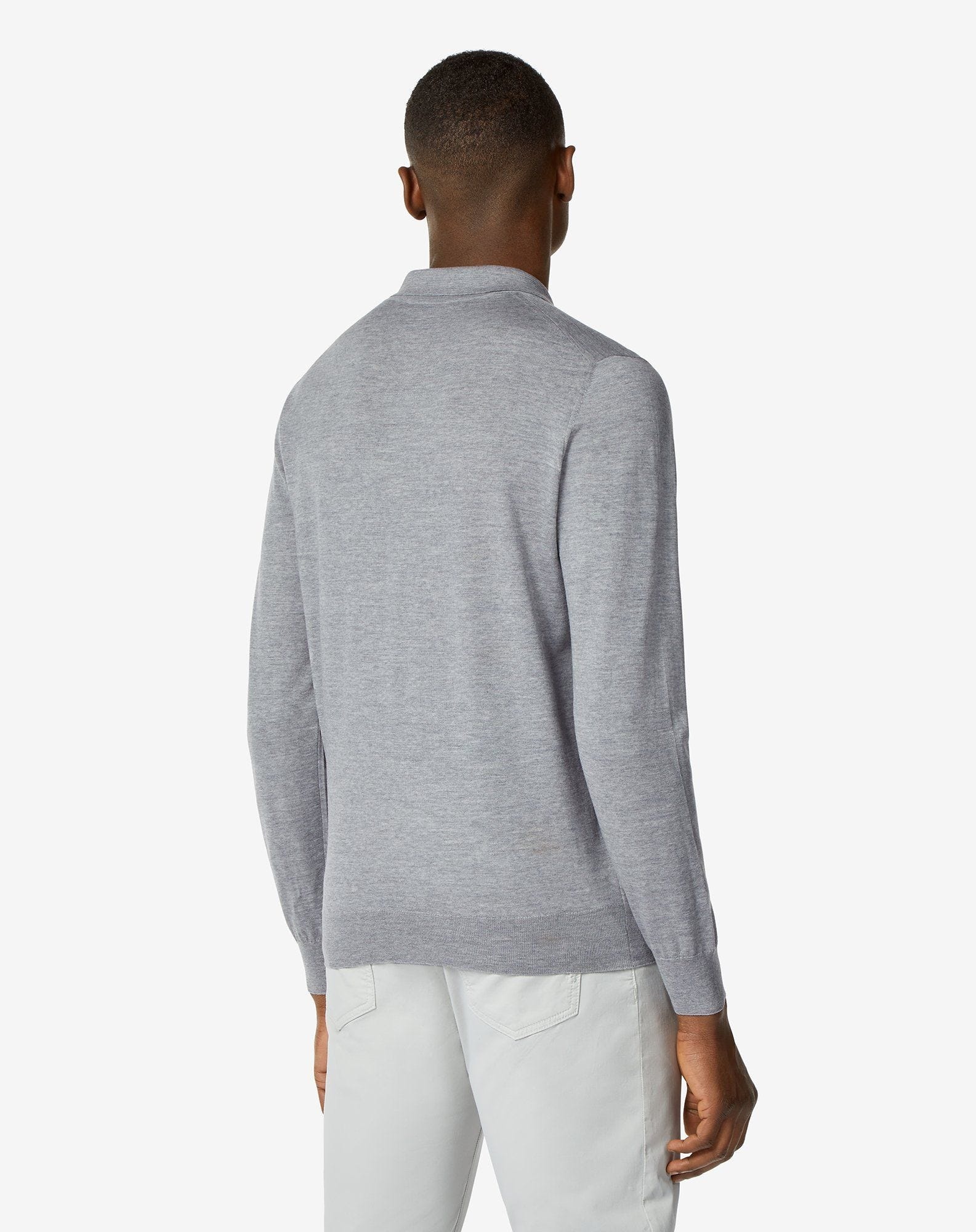 Grey ultra-light cotton polo shirt - 4