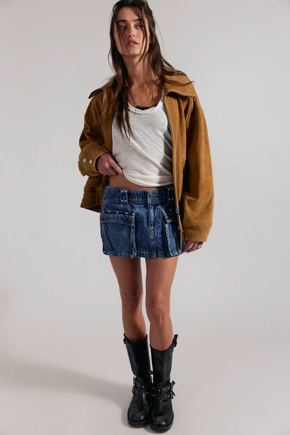 We The Free Hera Studded Denim Mini Skirt - 1