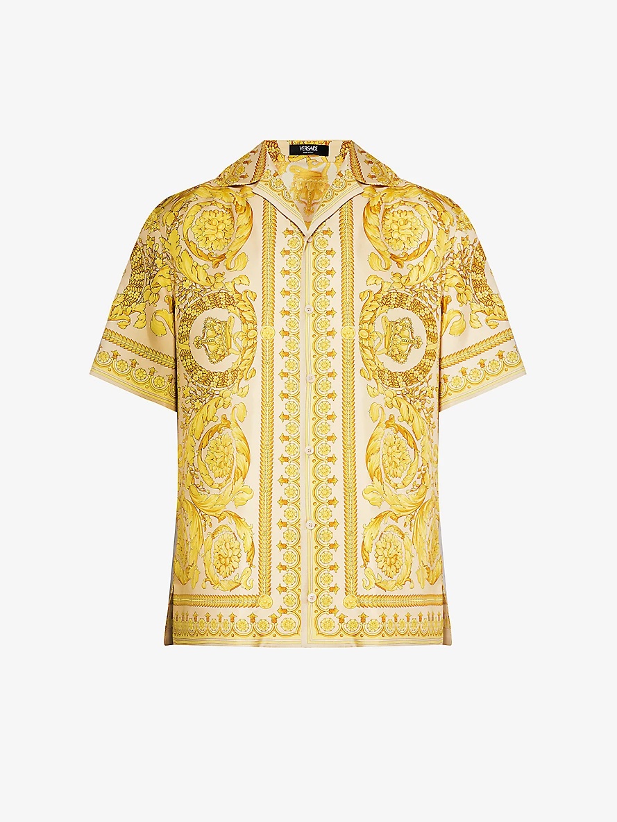 Baroque-print camp-collar silk shirt - 1