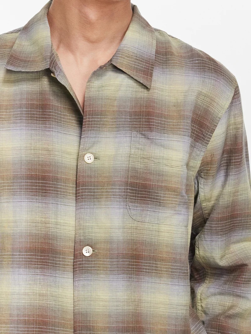Box checked linen-blend shirt - 3