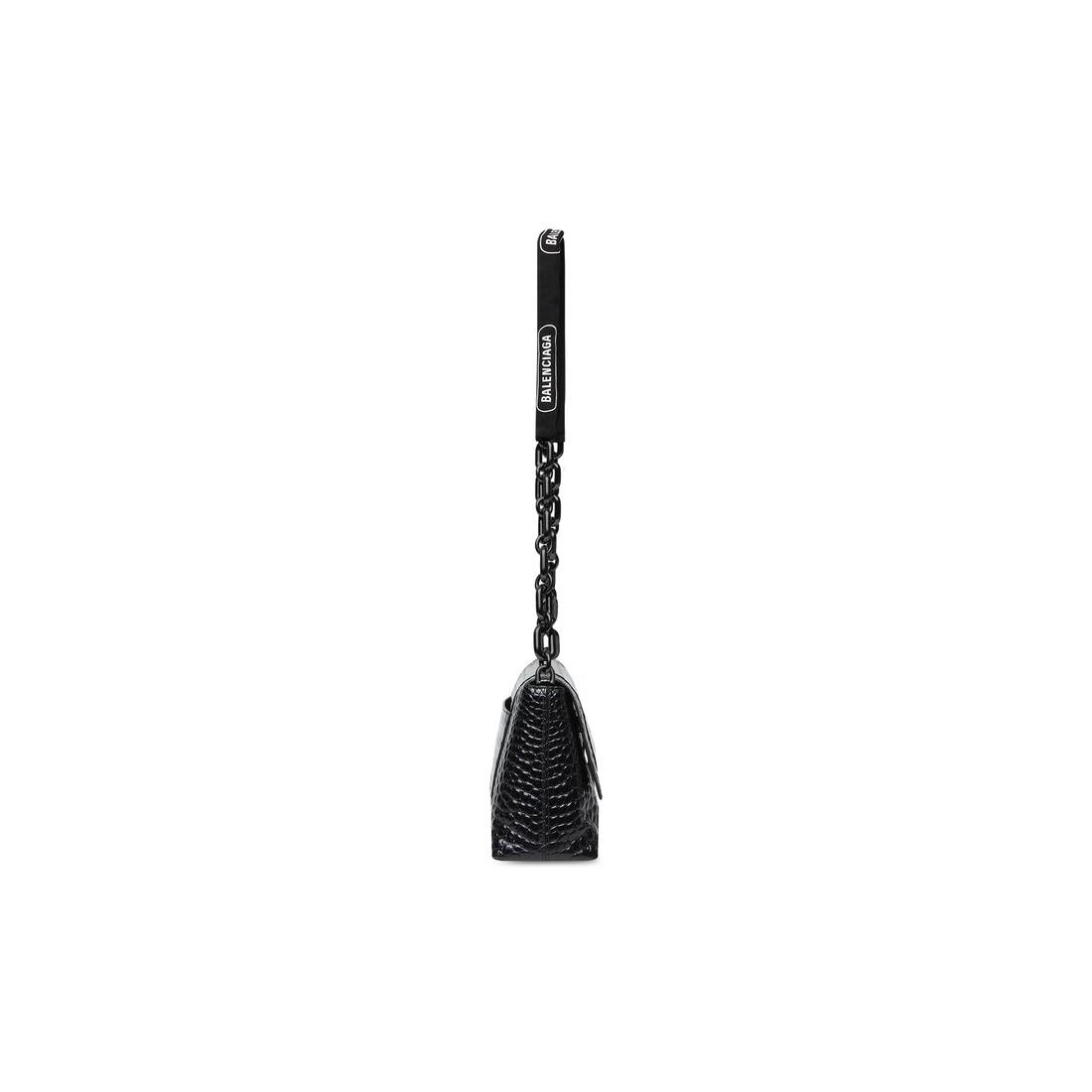 Women's Downtown Small Shoulder Bag With Chain Crocodile Embossed in Black - 4