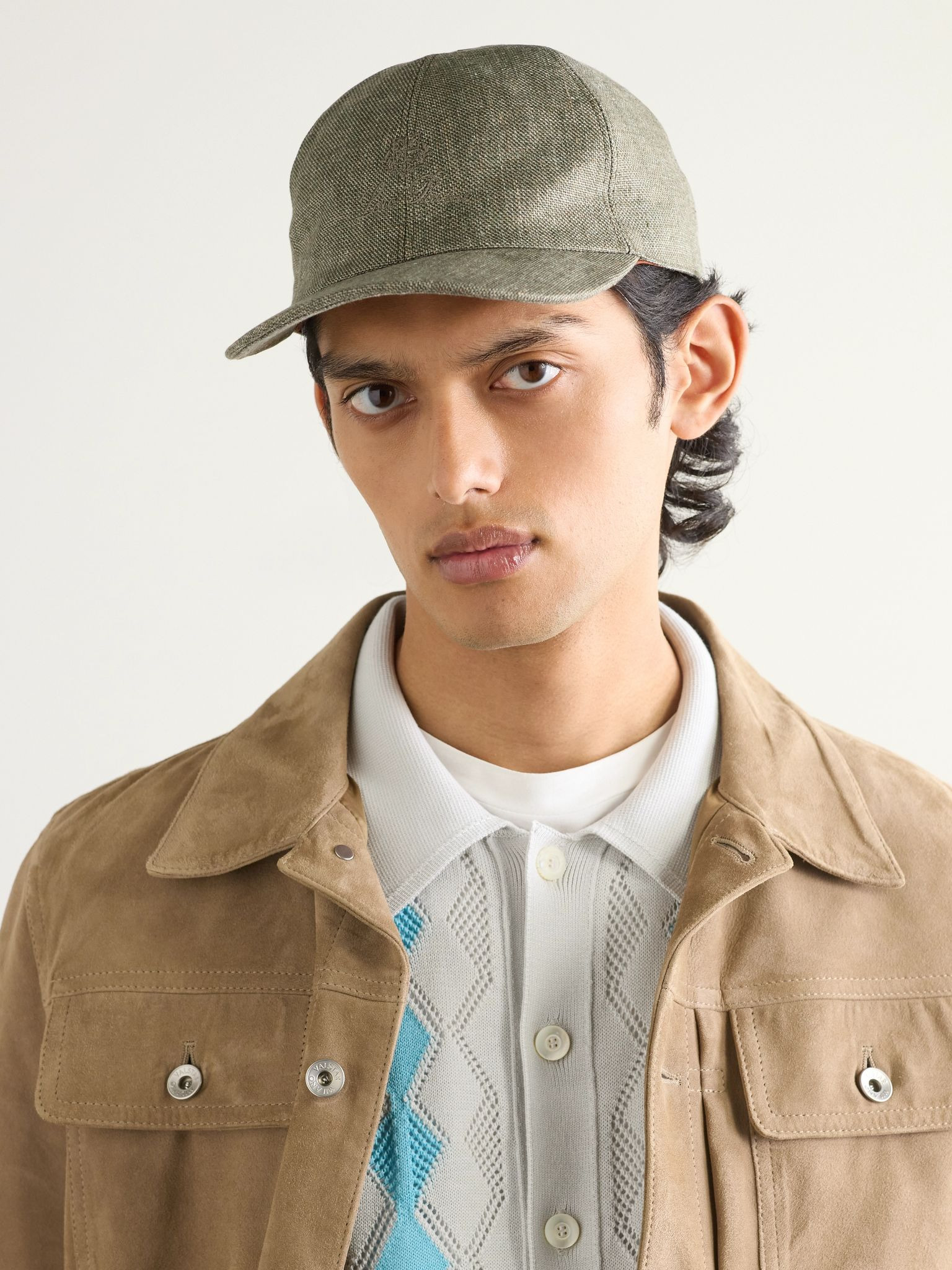 Logo-Embroidered Linen Baseball Cap Green - 2