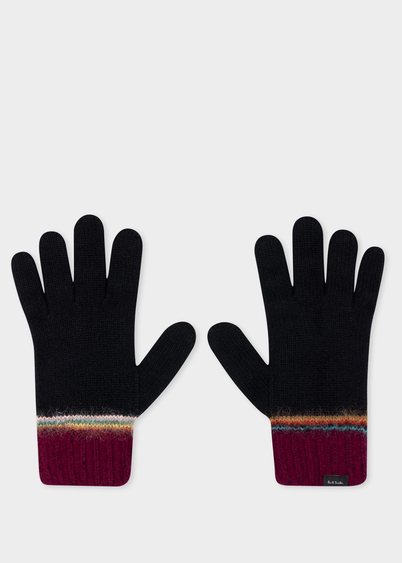 Stripe Cuff Lambswool Gloves 1