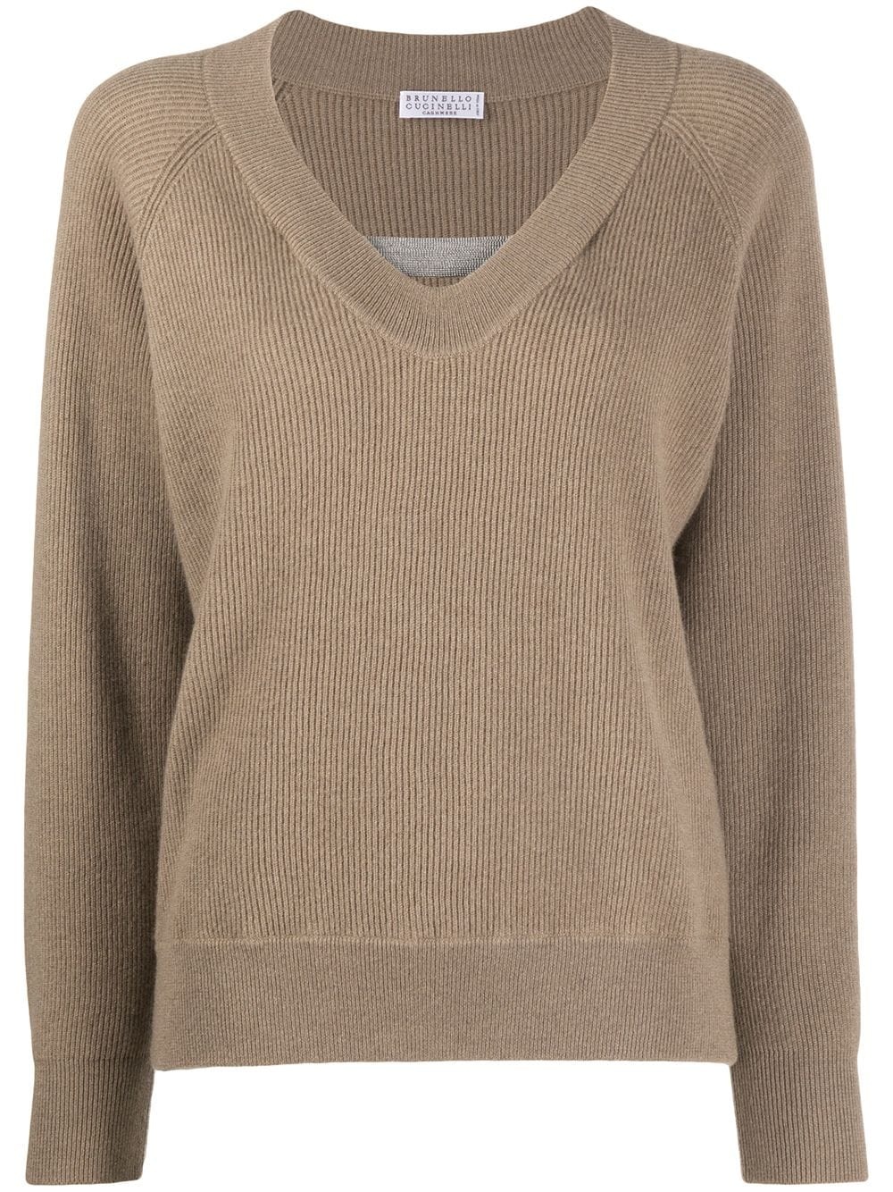 ribbed knit v-neck jumper - 1