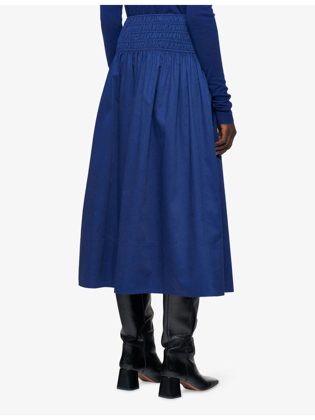Leonie Elasticated-Waistband Cotton-Sateen Midi Skirt - 3