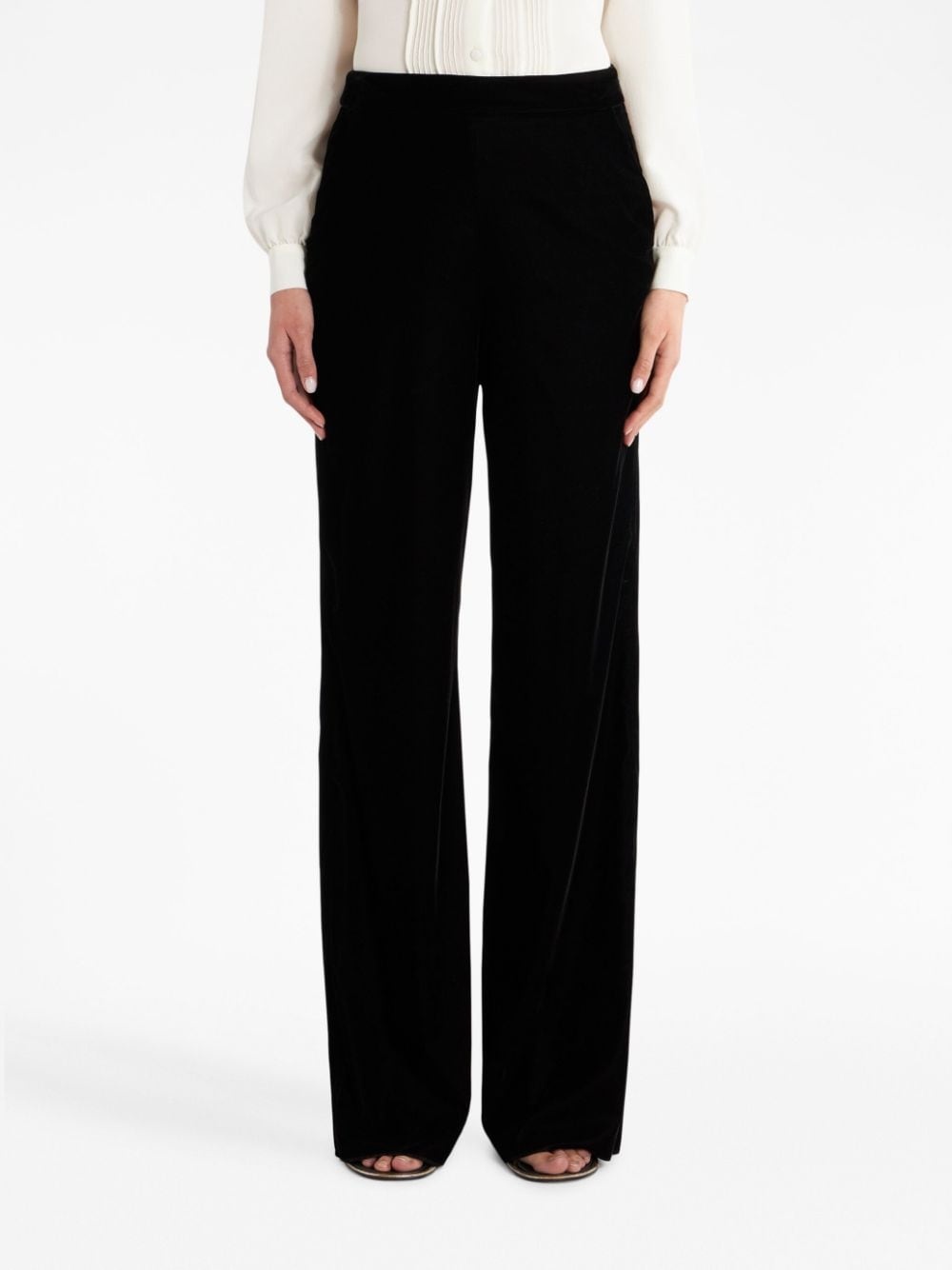 velvet straight-leg trousers - 3