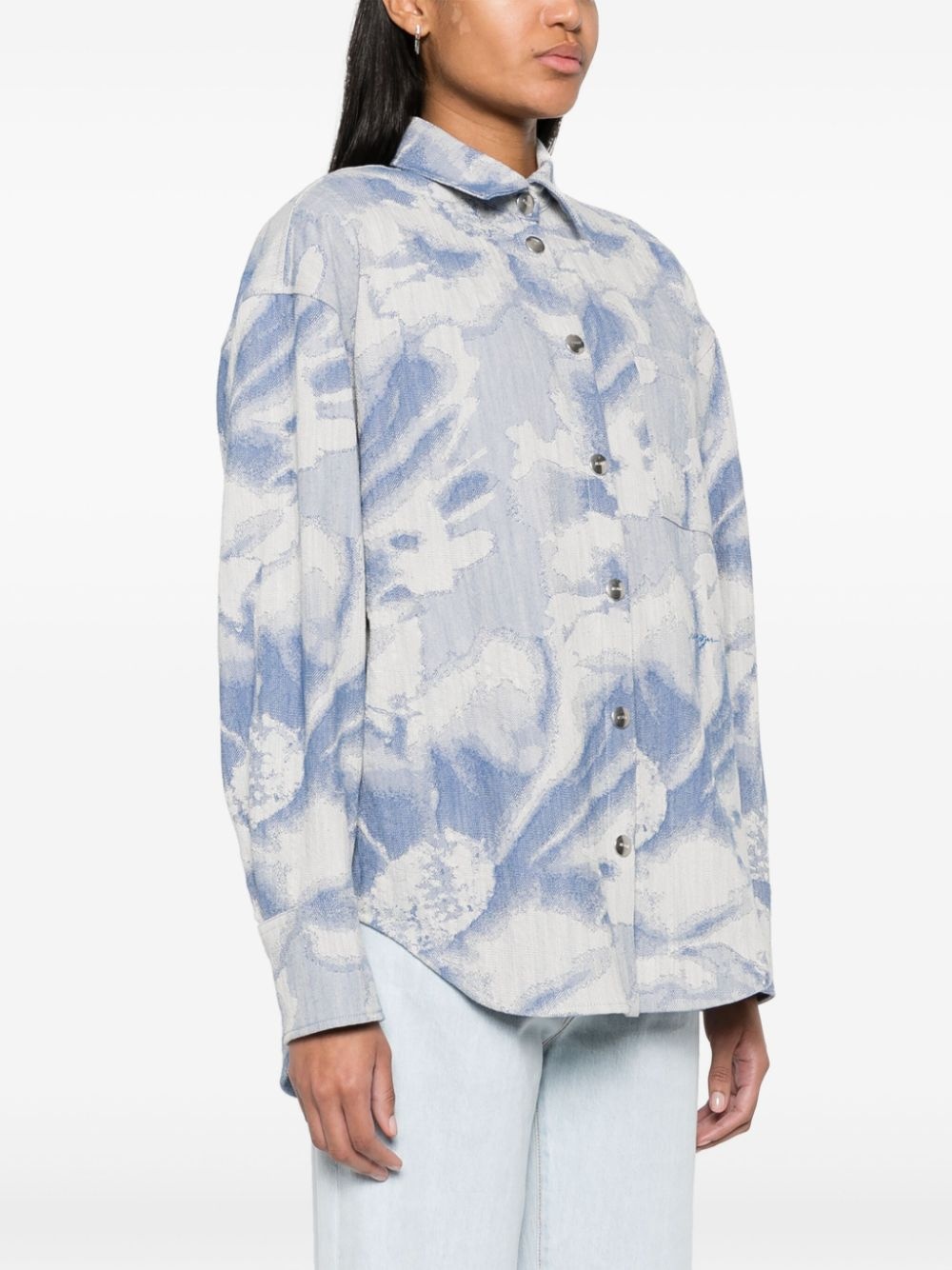 abstract-pattern print cotton-blend shirt - 3