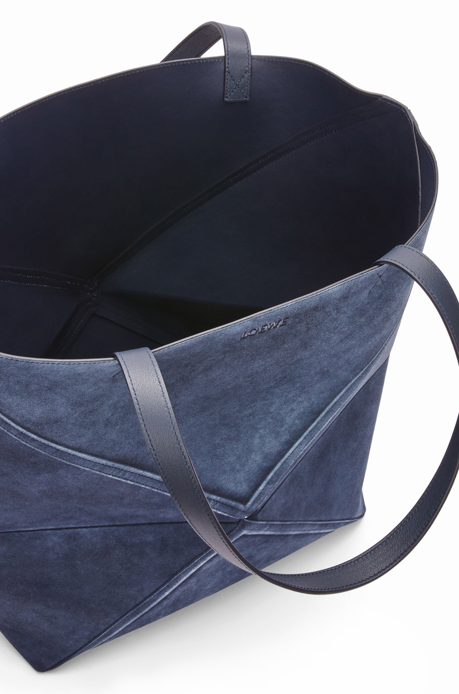 Large Puzzle Fold Tote in suede calfskin - 8