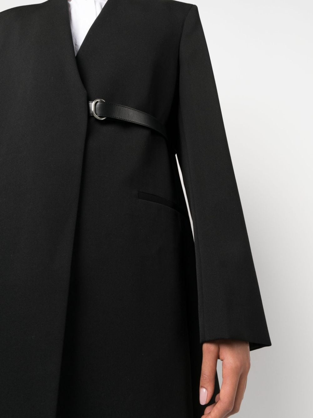 V-neck belted wool midi coat - 5