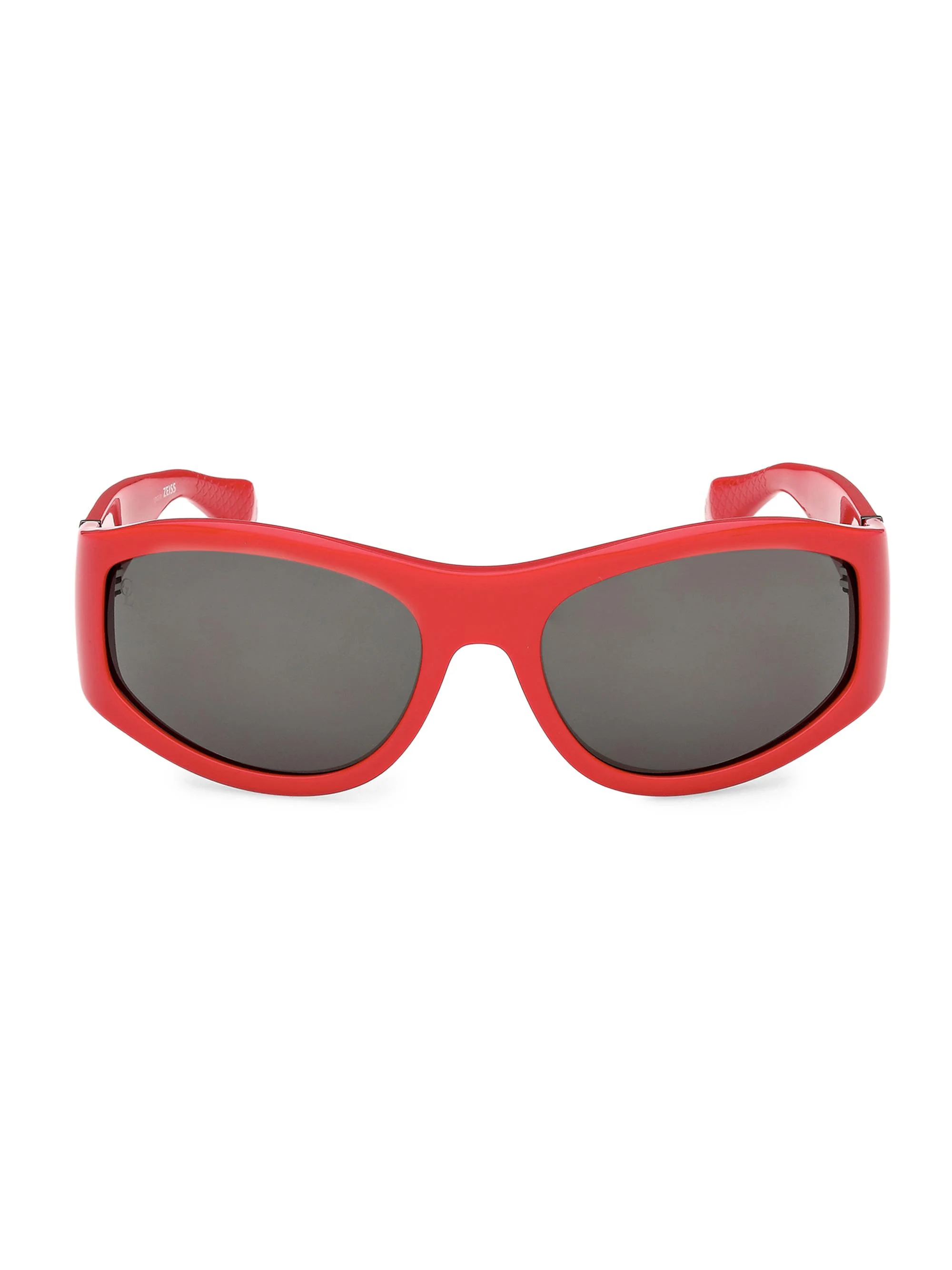 Men's 60MM Oval Sunglasses - Shiny Red Smoke - 1