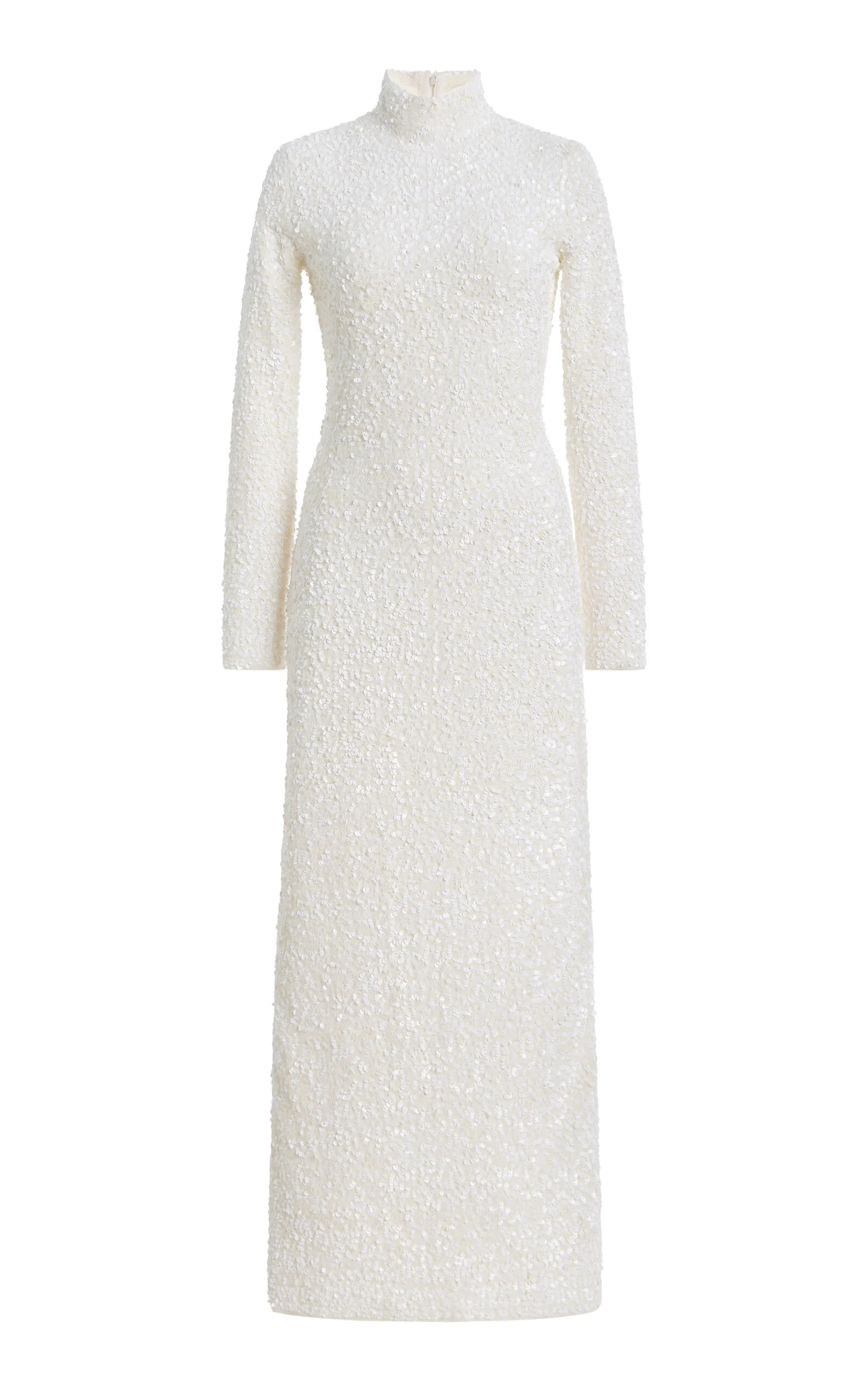 Sequined Turtleneck Maxi Dress white - 1