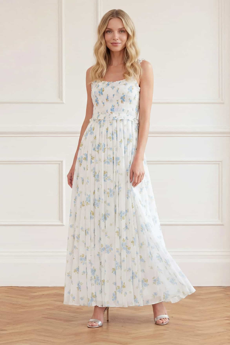Needle & Thread Magnolia Ditsy Chiffon Smocked Cami Ankle Gown outlook