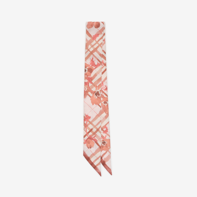 Skinny Watercolour Check Silk Scarf 1