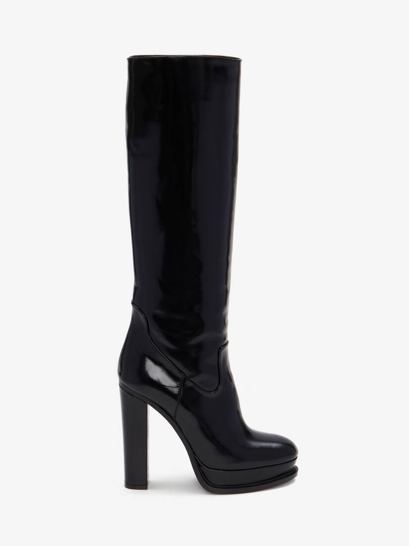 Women's Platform Knee-high Boot in Black - 1