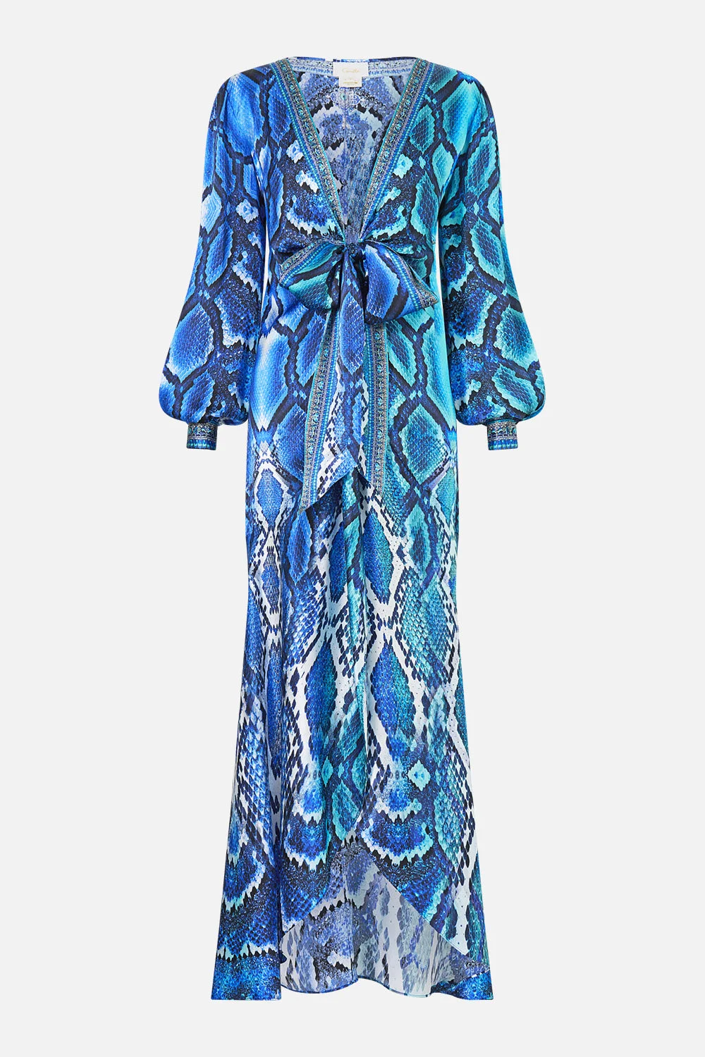 TIE WAIST LONG SLEEVE DRESS THE SAPPHIRE SERPENT - 1