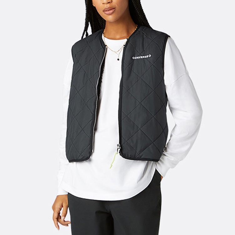 (WMNS) Converse Sherpa Reversible Vest 'Black' 10020286A02 - 6