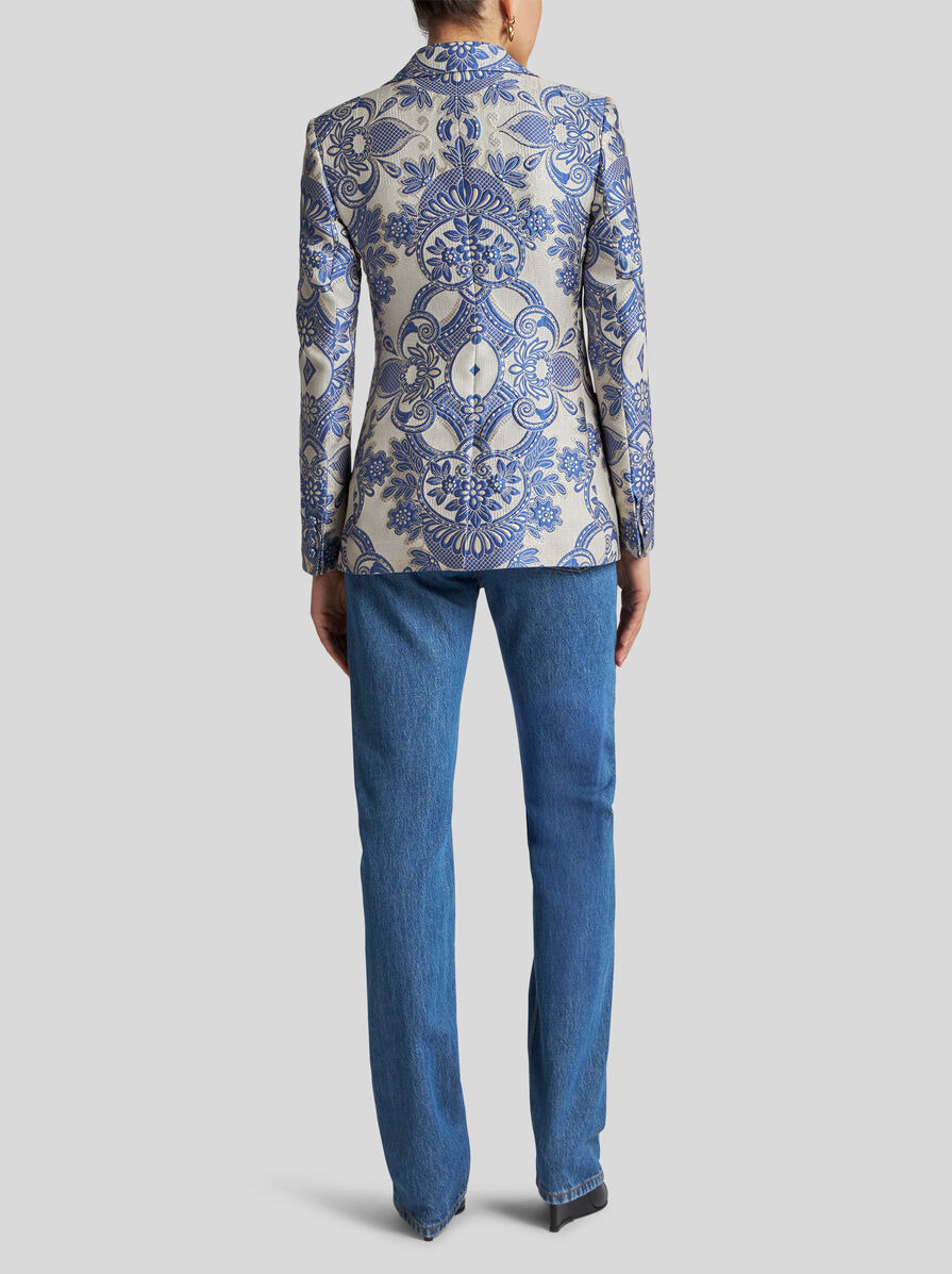 SINGLE-BREASTED JACKET WITH LACE MOTIF - 4