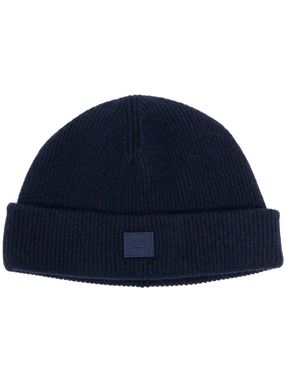 face-patch knitted beanie - 1